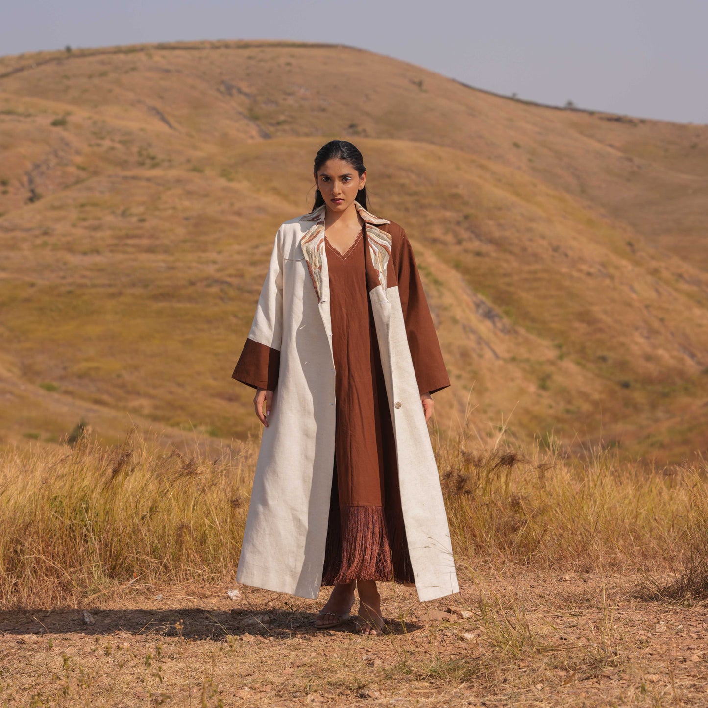 Zoya Dress and Jacket Set Brown