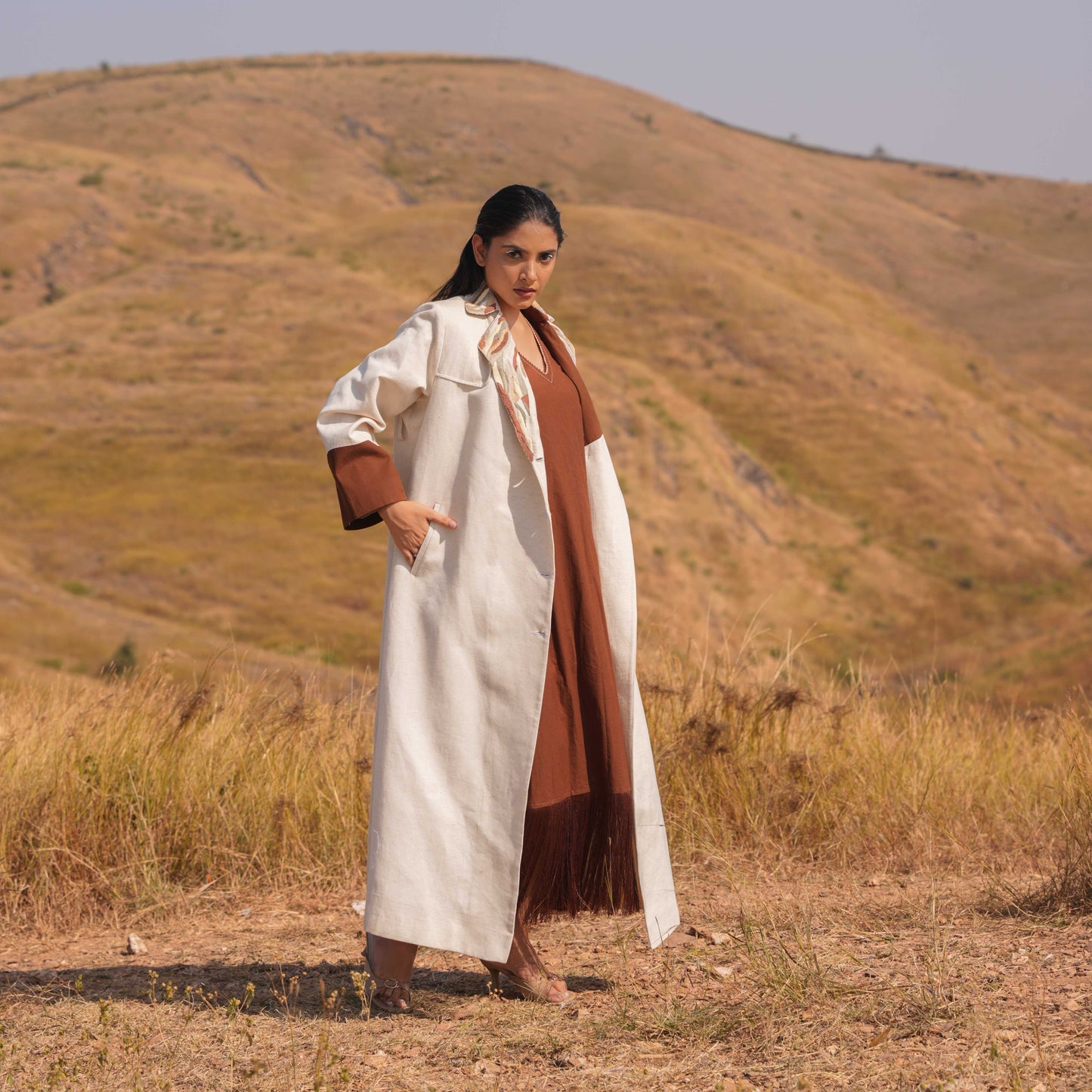 Zoya Dress and Jacket Set Brown