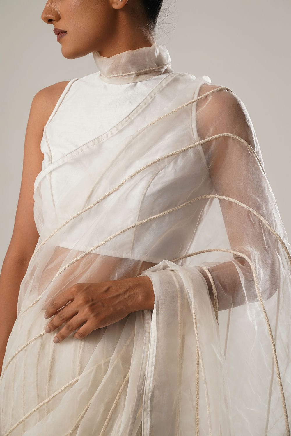 MJ White Dori Saree
