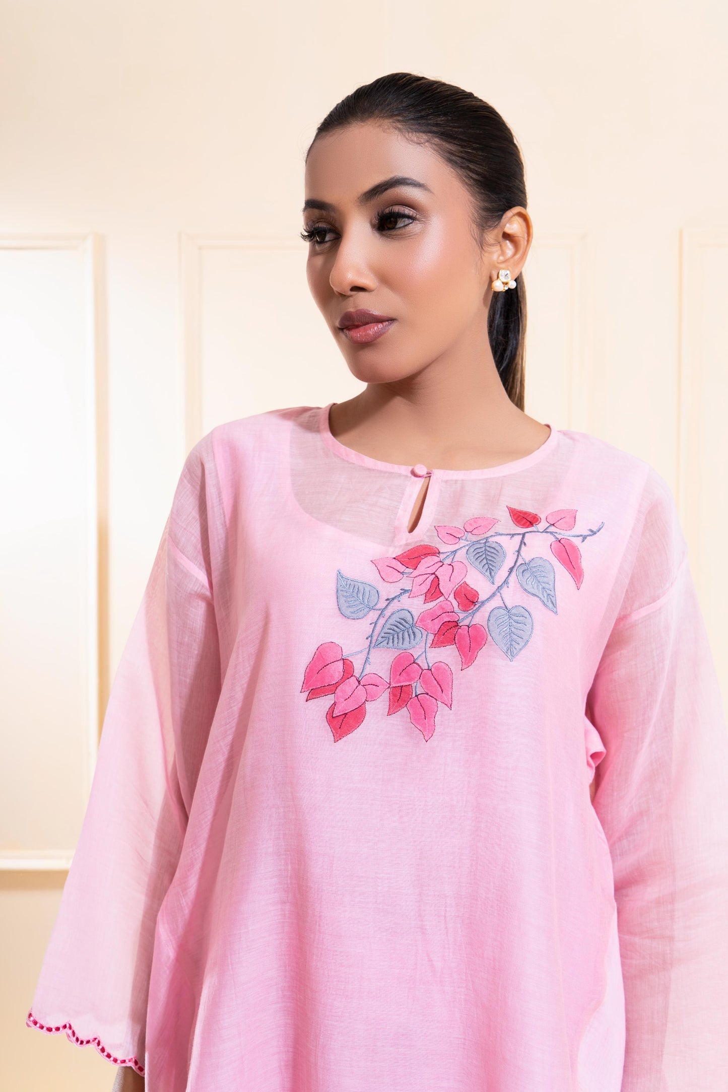 Blush Pink Asymmetrical Chanderi Co-ord Set