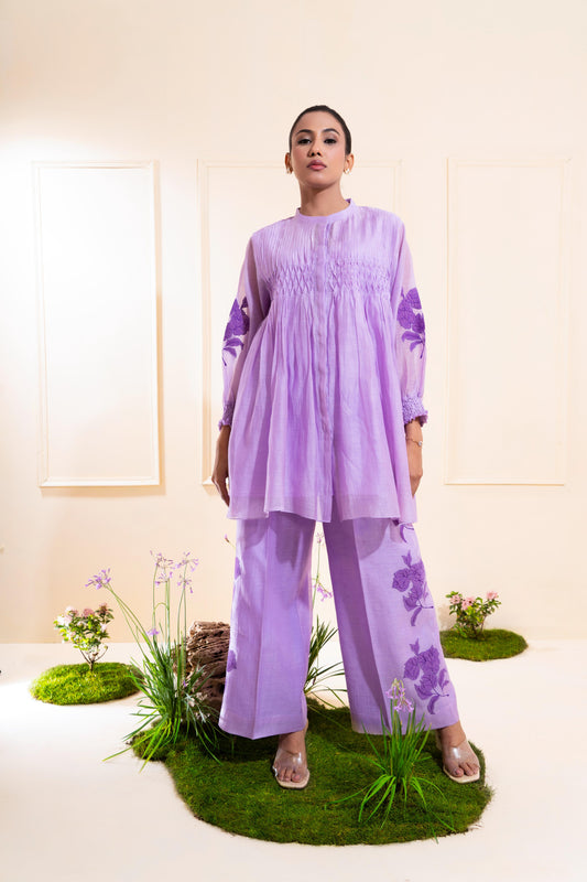 Lilac Smocking Chanderi Co-ord Set