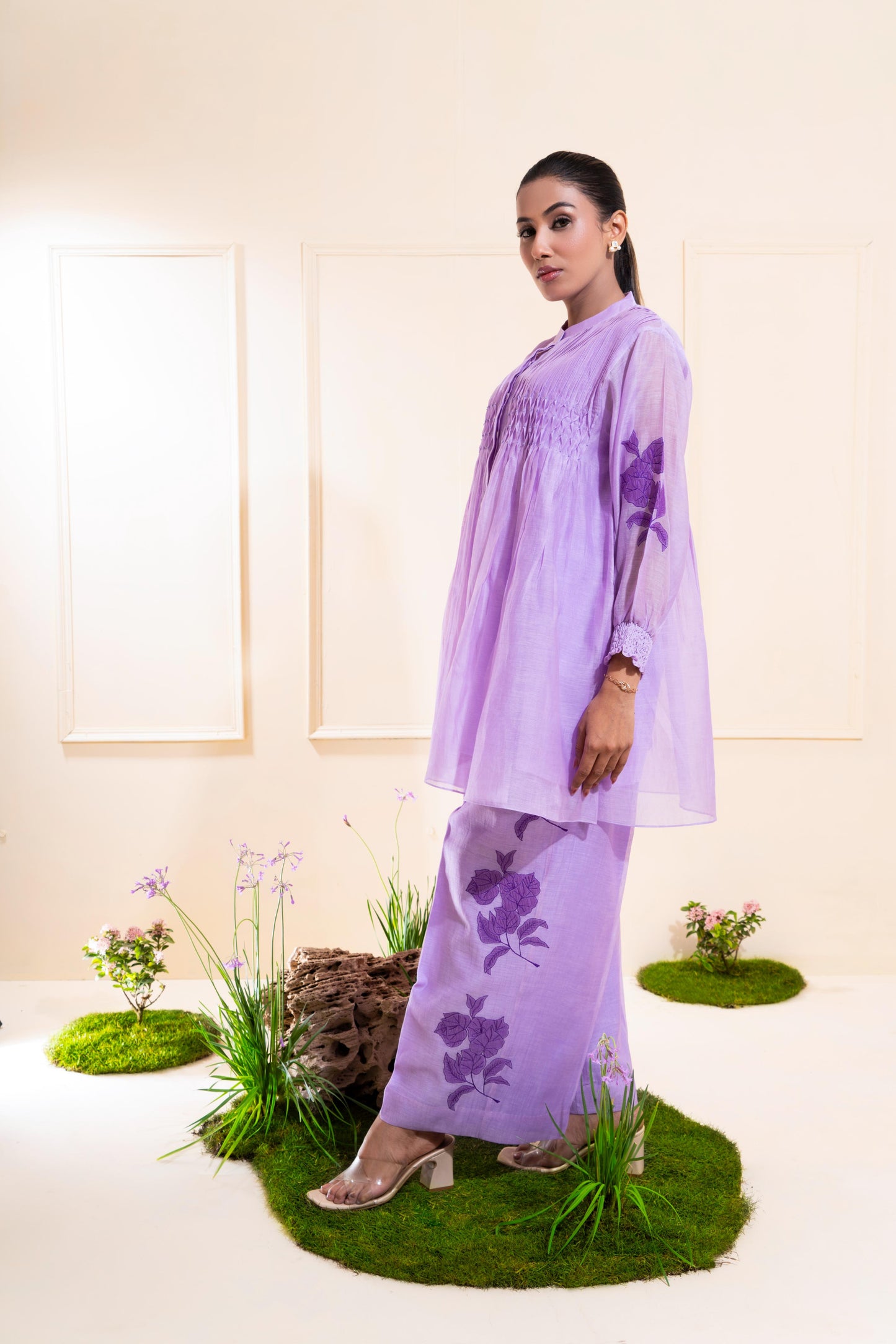 Lilac Smocking Chanderi Co-ord Set