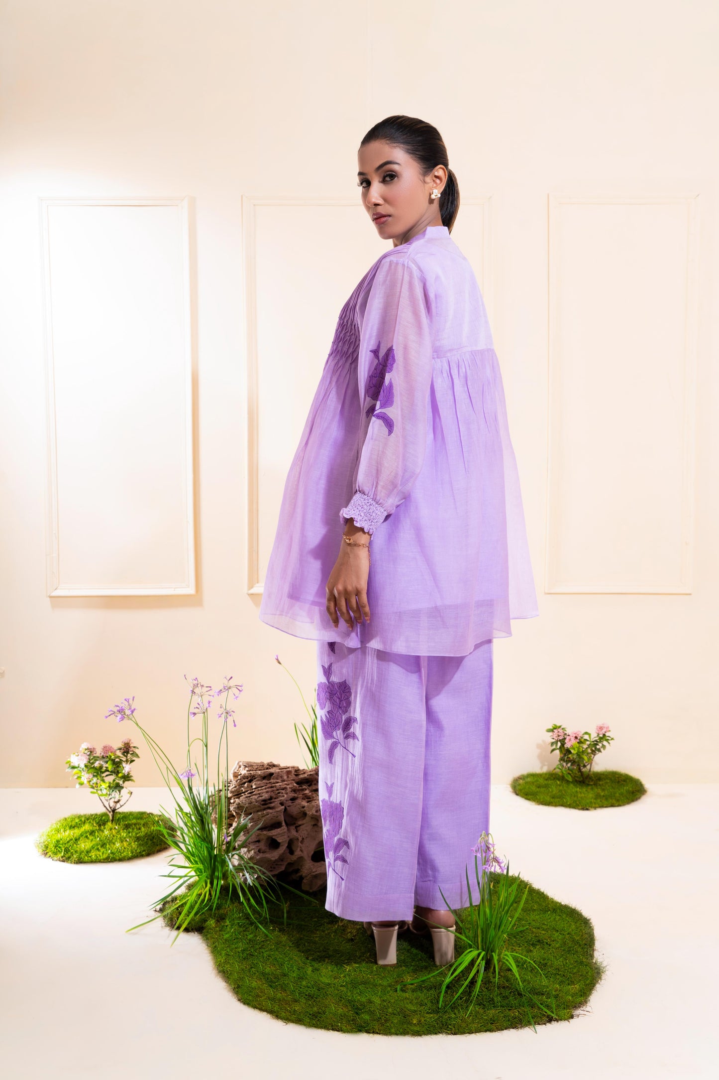 Lilac Smocking Chanderi Co-ord Set