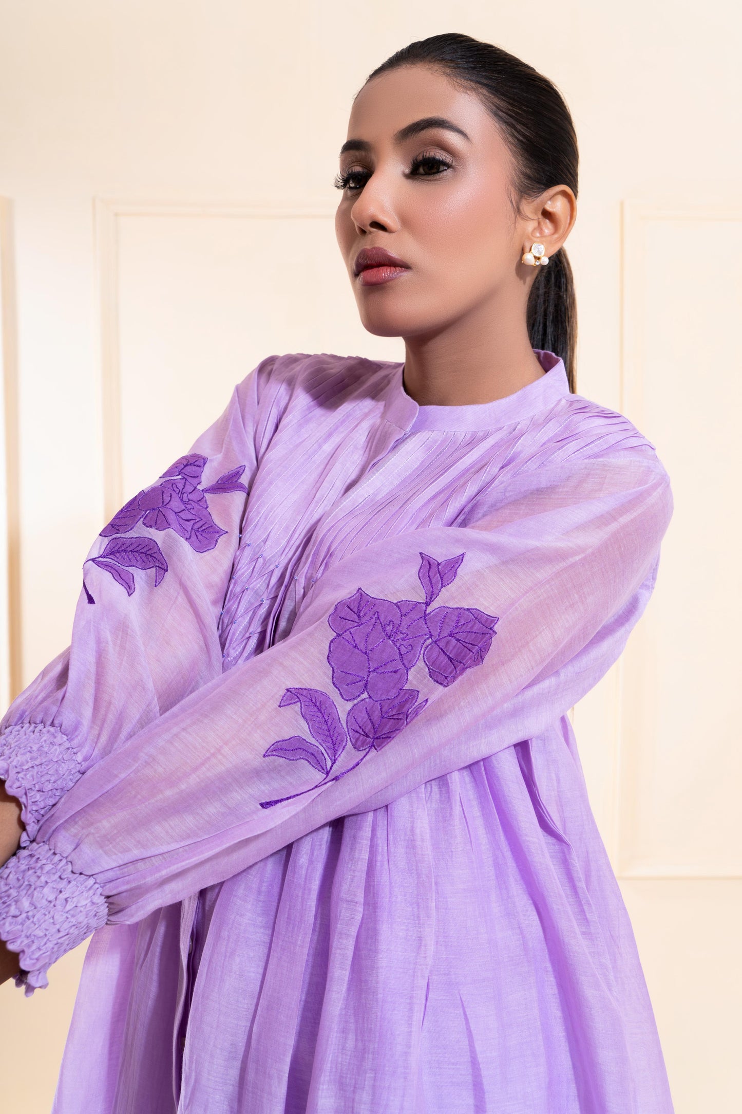 Lilac Smocking Chanderi Co-ord Set