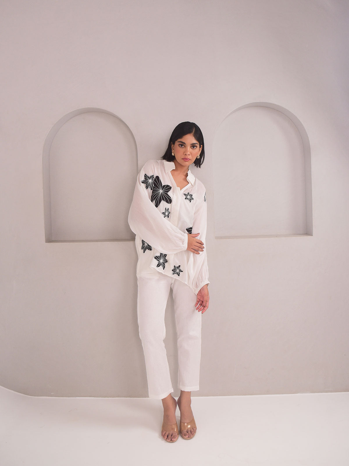 Dana Applique Modal Shirt - Black