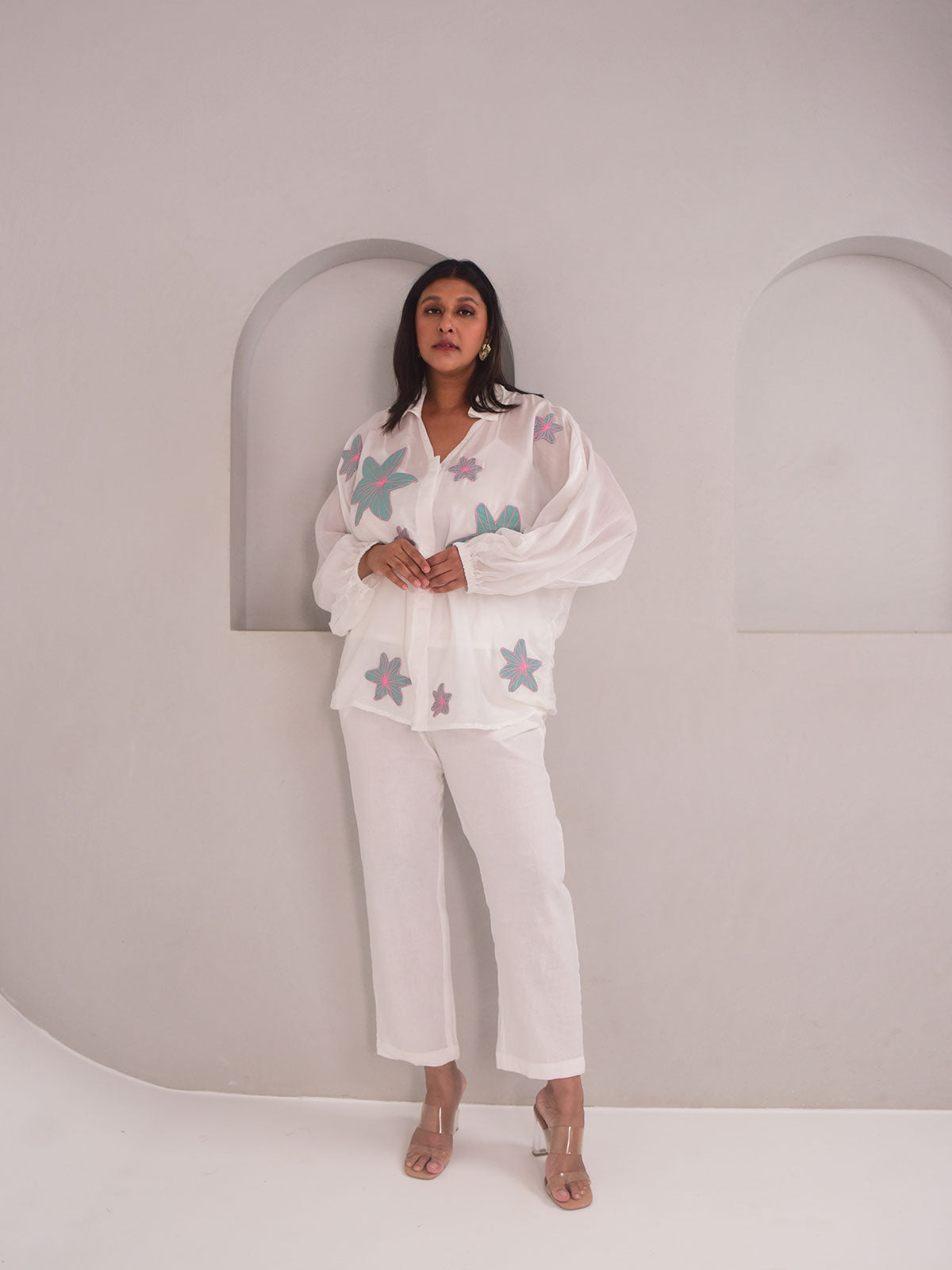 Dana Applique Modal Shirt - Blue