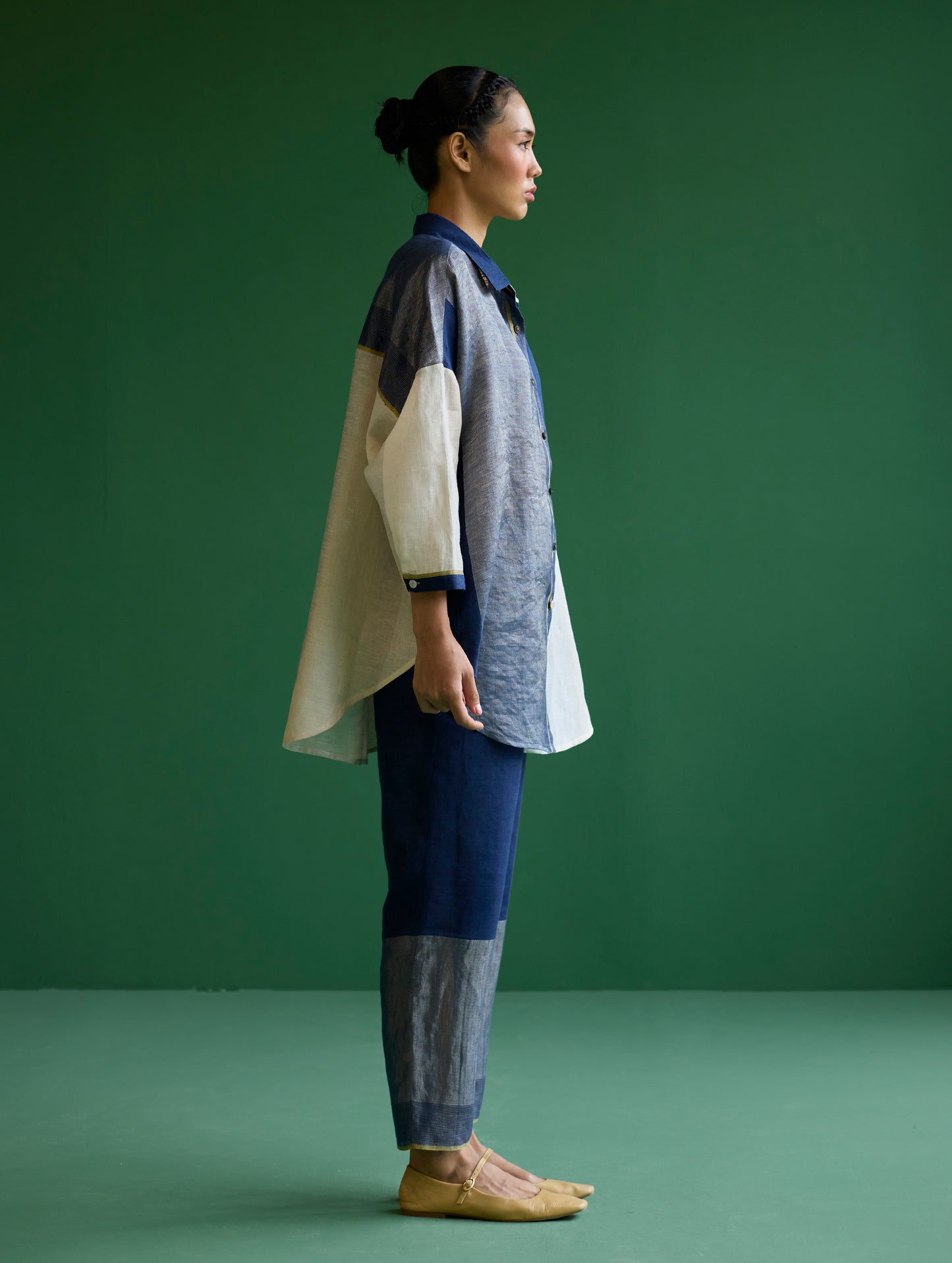 Esha Color-Blocked Shirt - Navy