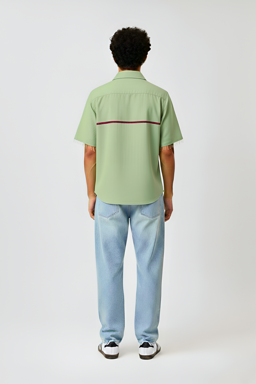 Asparagus Green-Tuscan Red Stripe Shirt