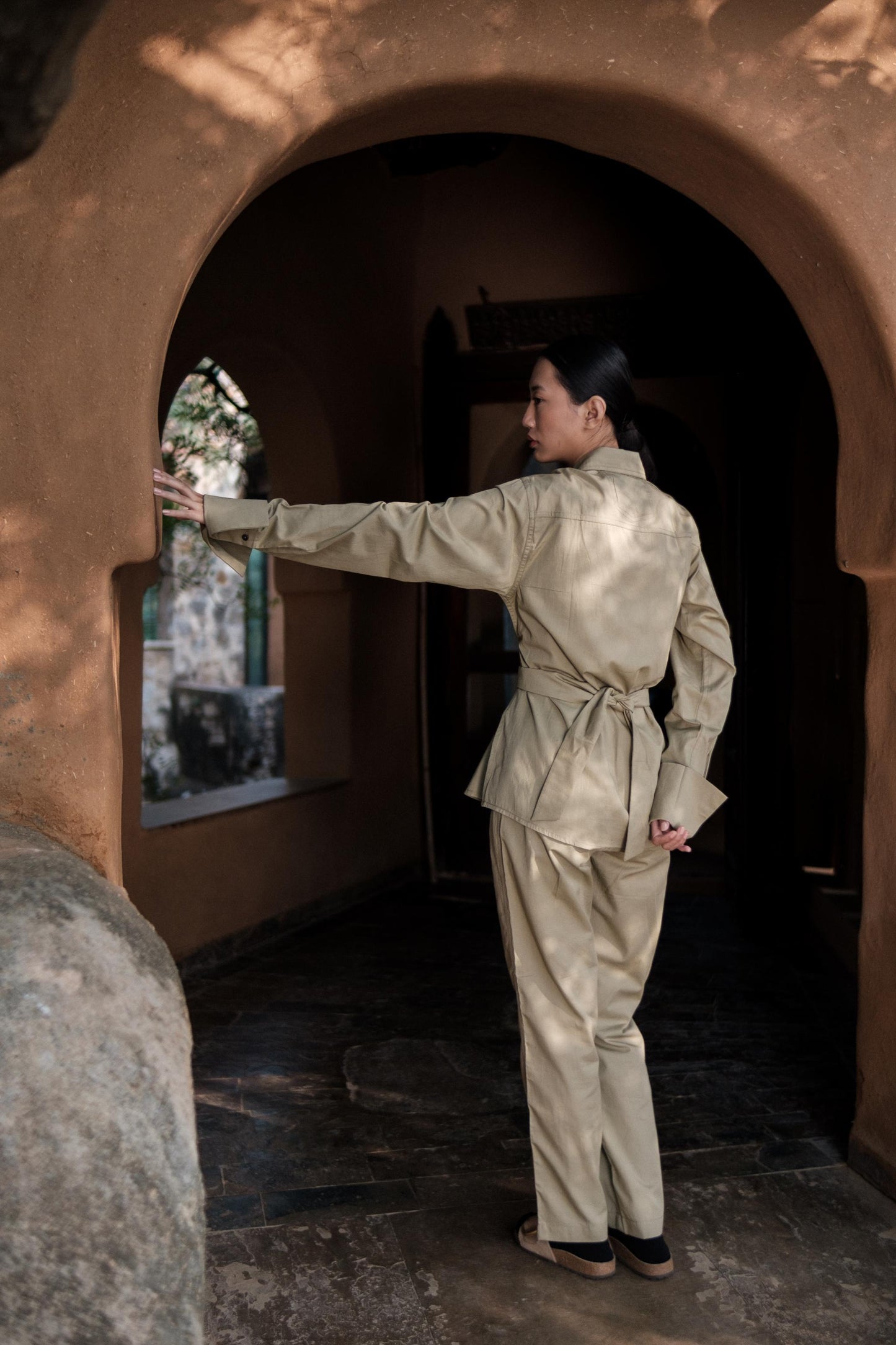 Nara Front knot Shirt Khaki