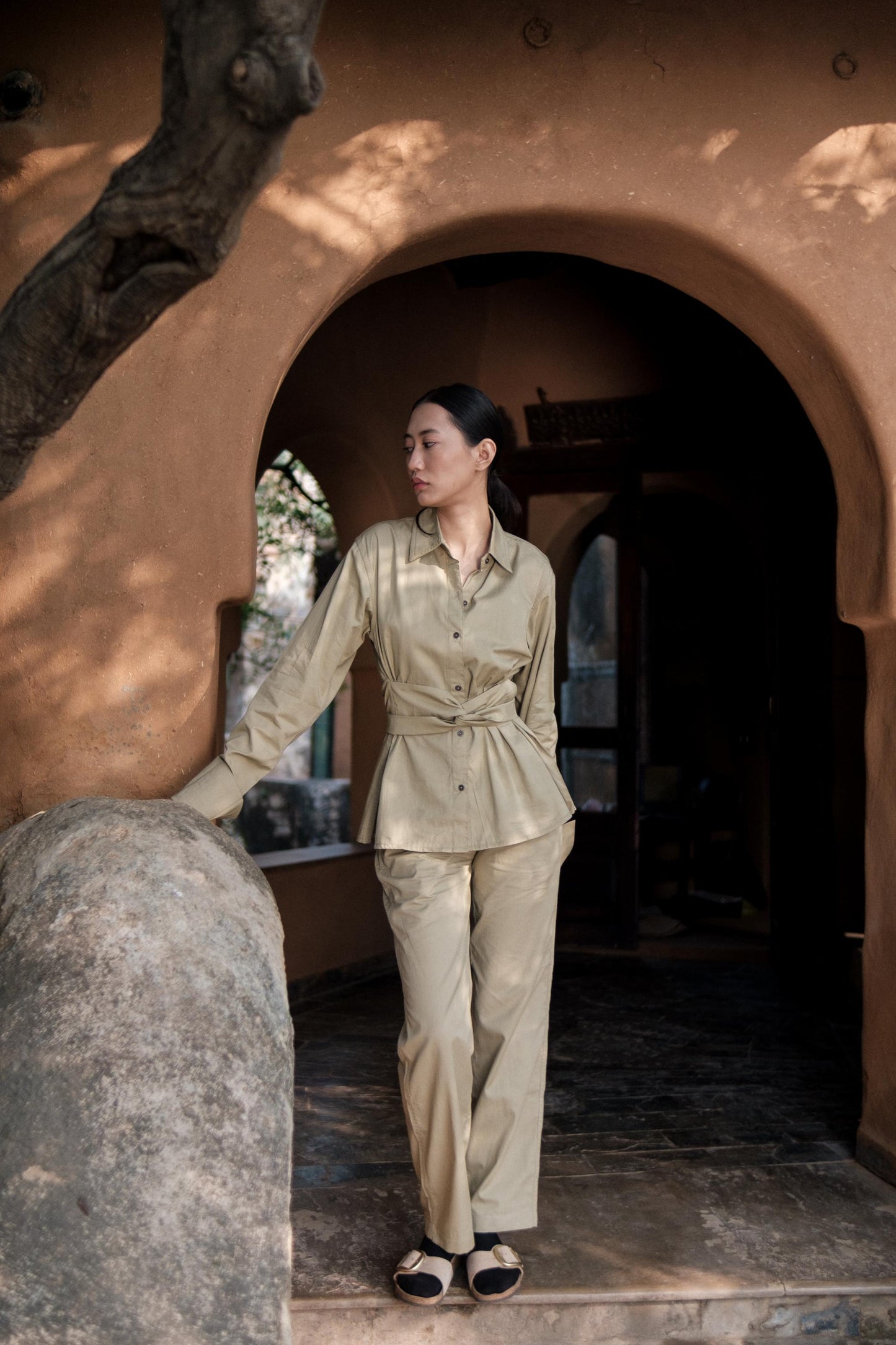 Sandra Straight Pants Khaki