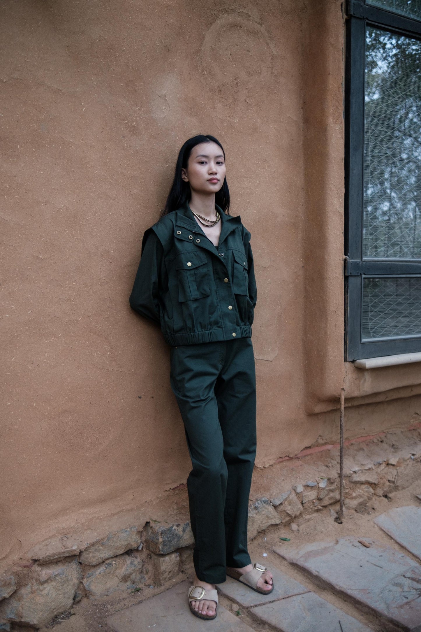 Sheldon Cropped Jacket Forest Green