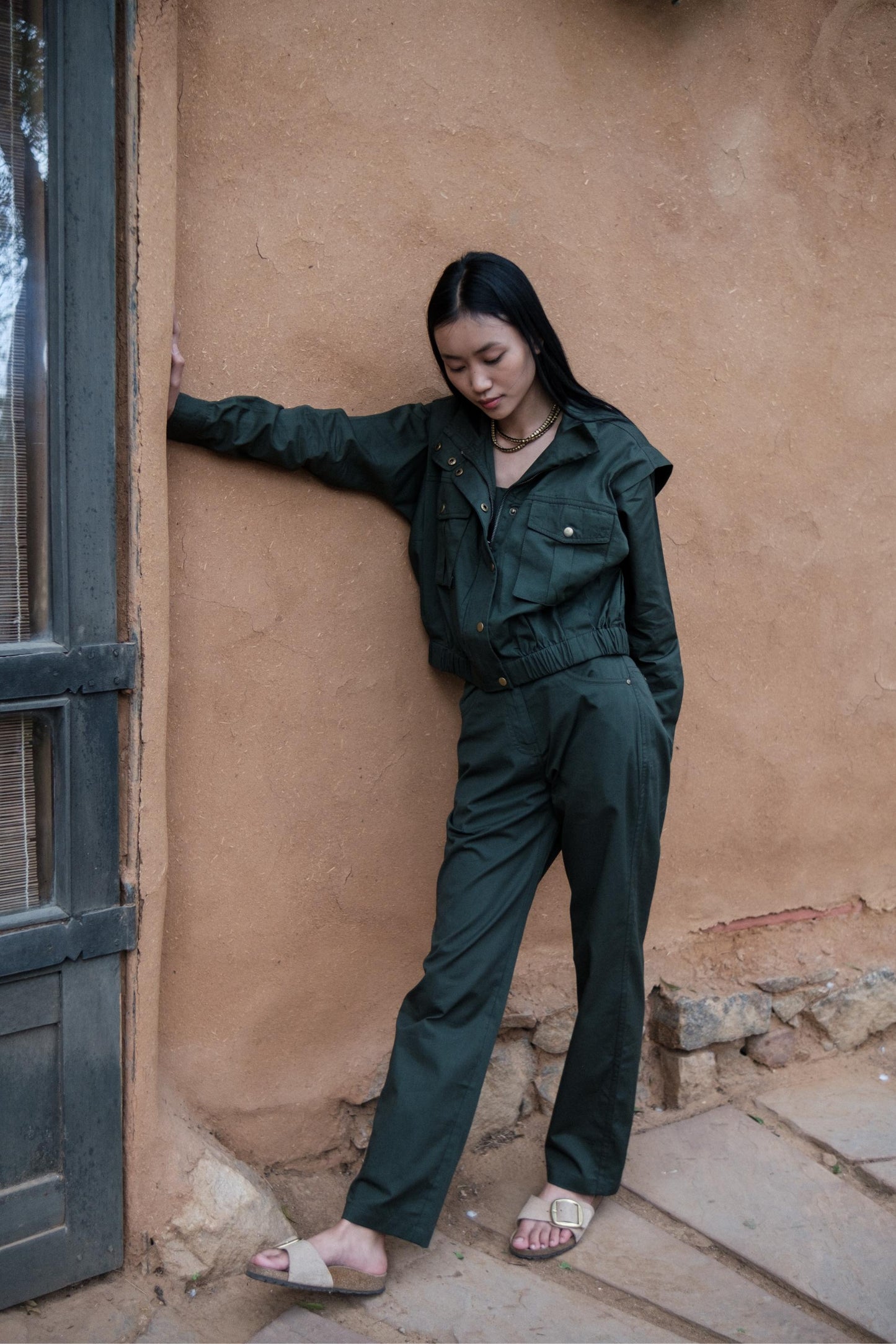 Sheldon Cropped Jacket Forest Green