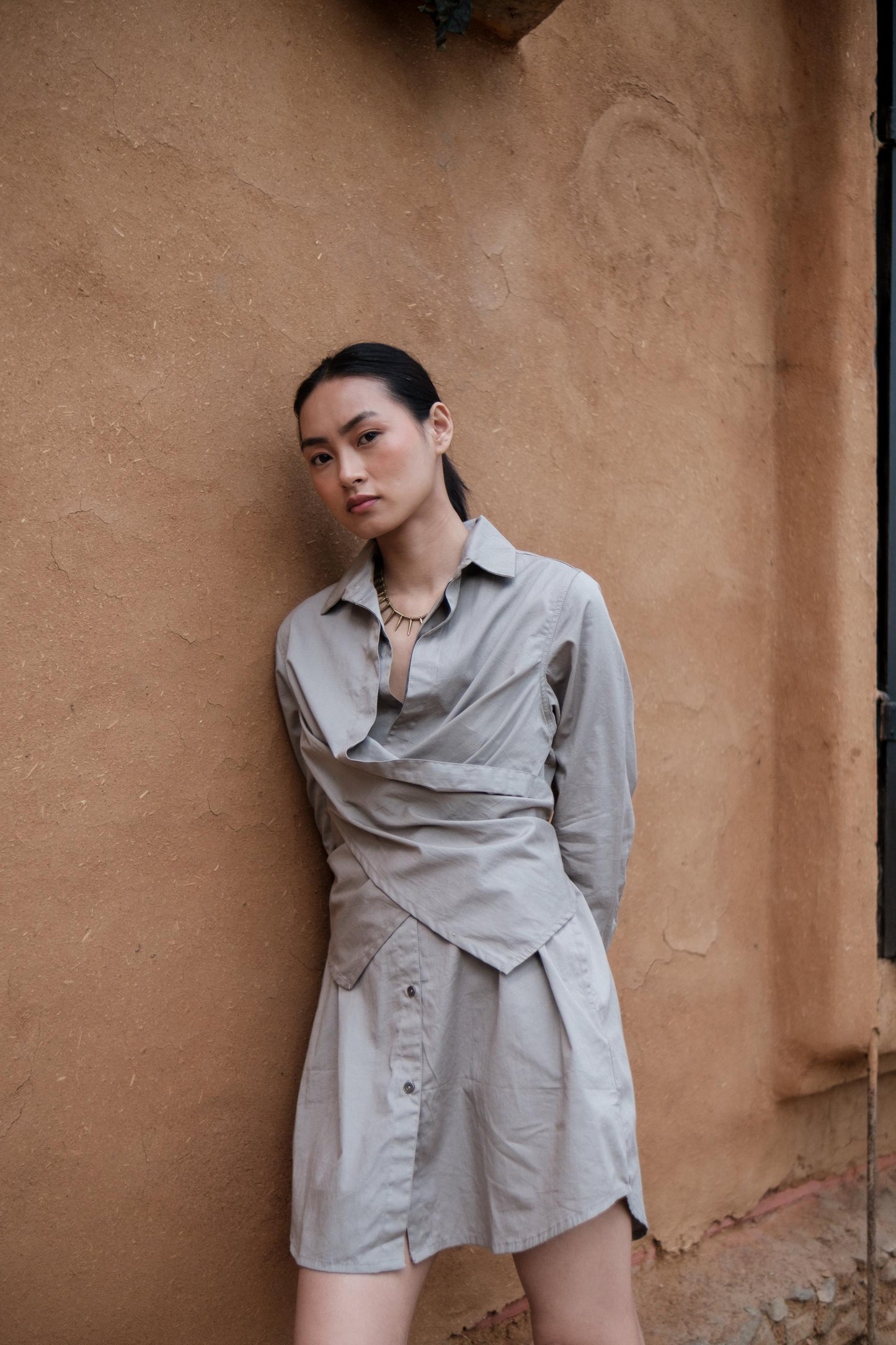 Seattle Wrap Shirt Dress Grey