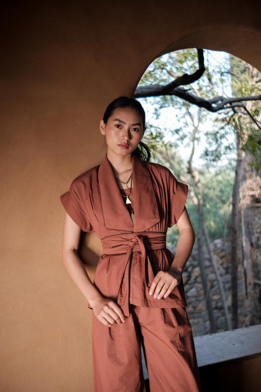 Berlin Shawl Collar Top Copper