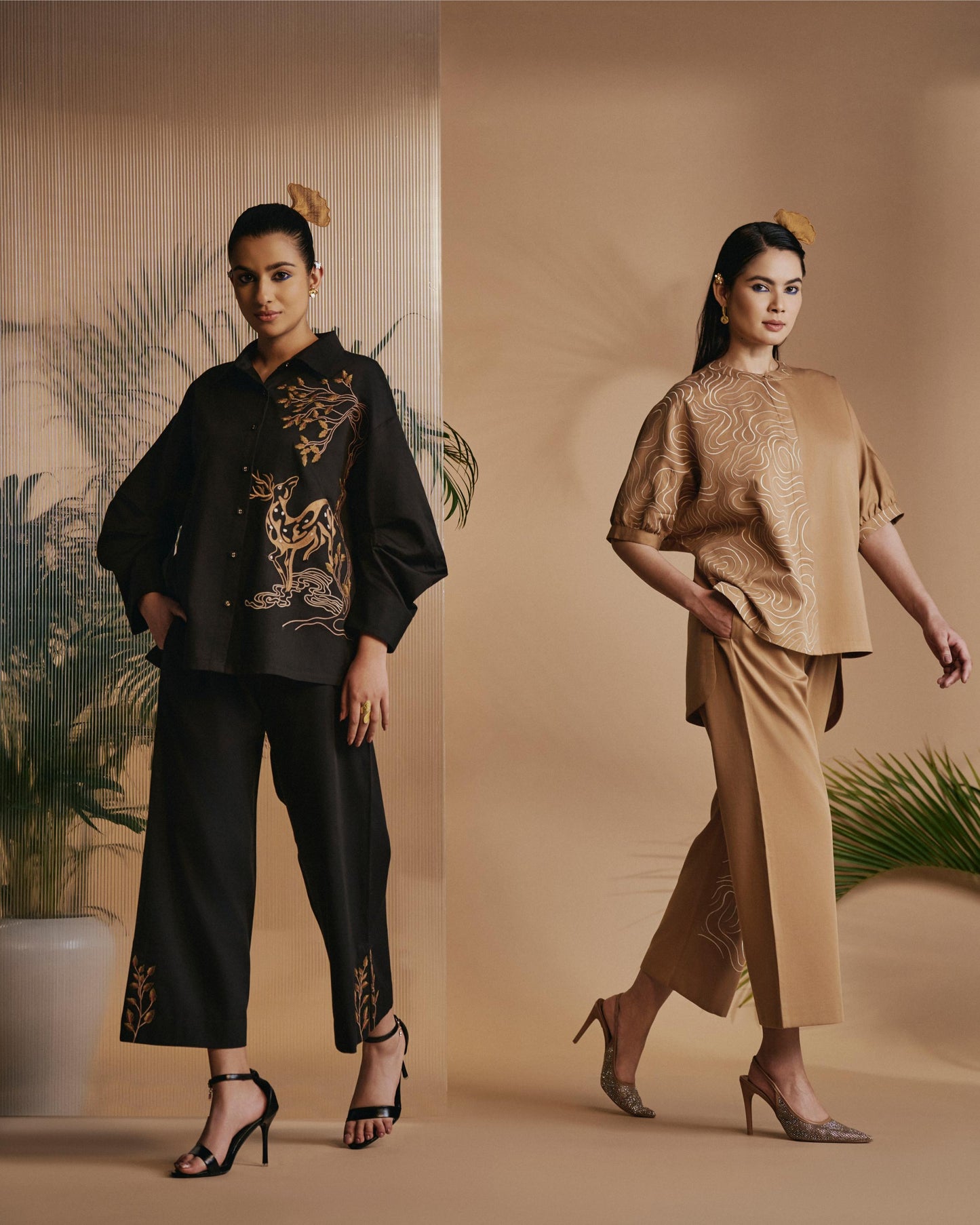 Black Deer in Bloom Co-ord Set