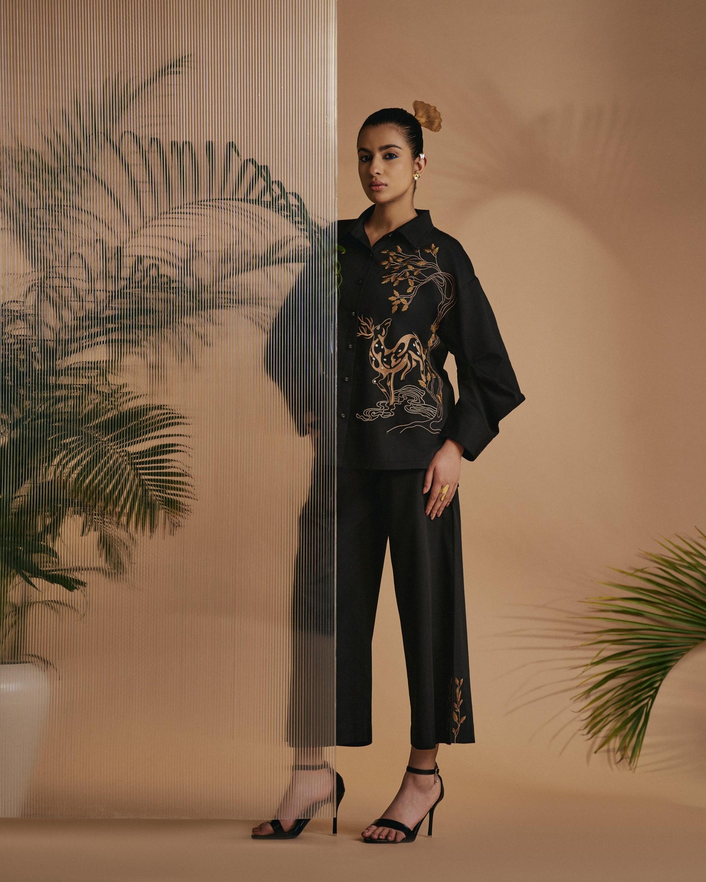 Black Deer in Bloom Shirt