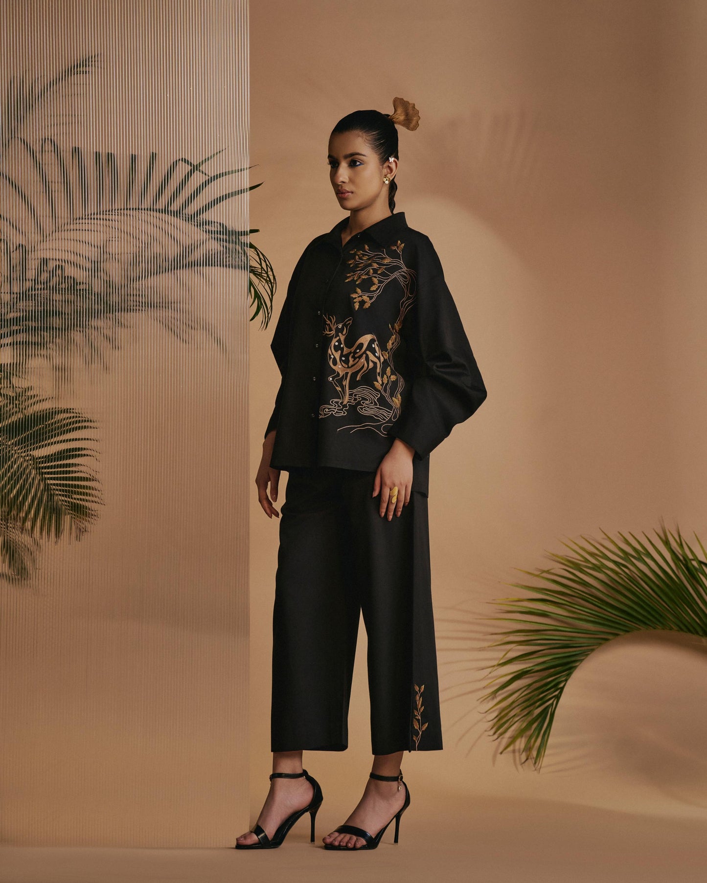 Black Deer in Bloom Shirt