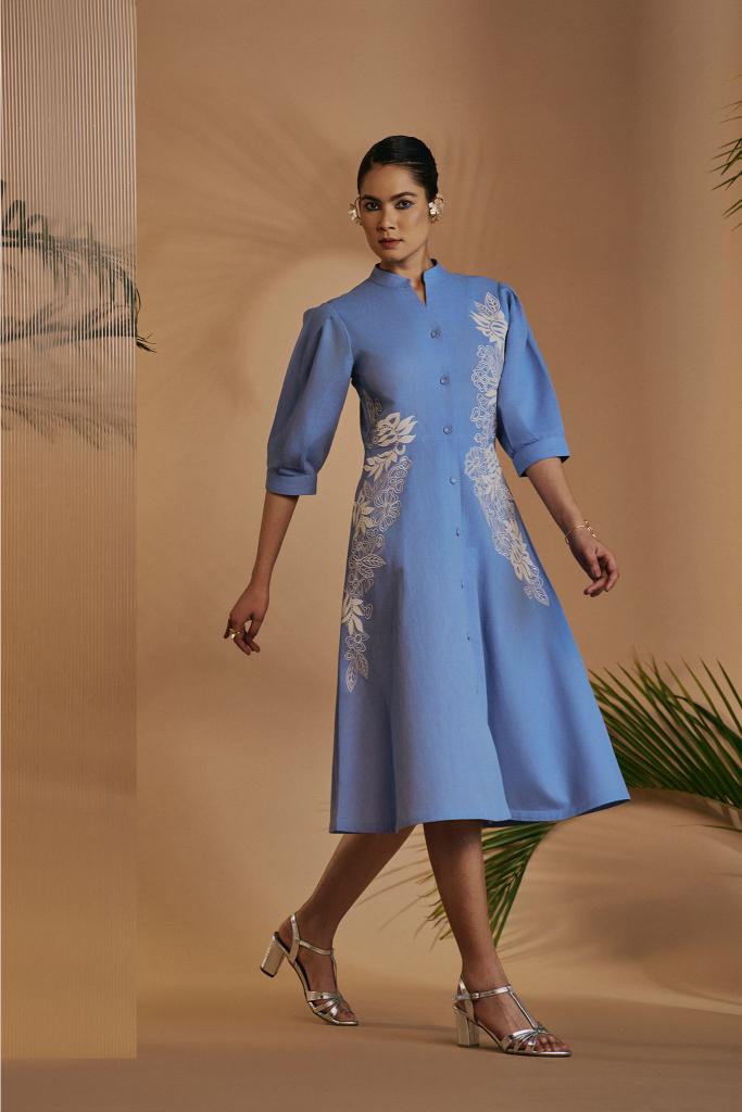 Blue Fit & Flare Dress