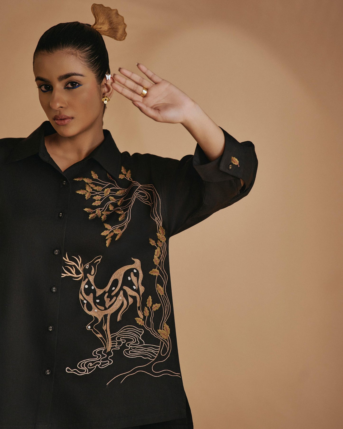 Black Deer in Bloom Shirt