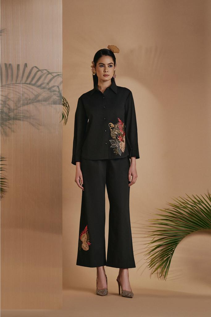 Black Tropical Leopard Pant