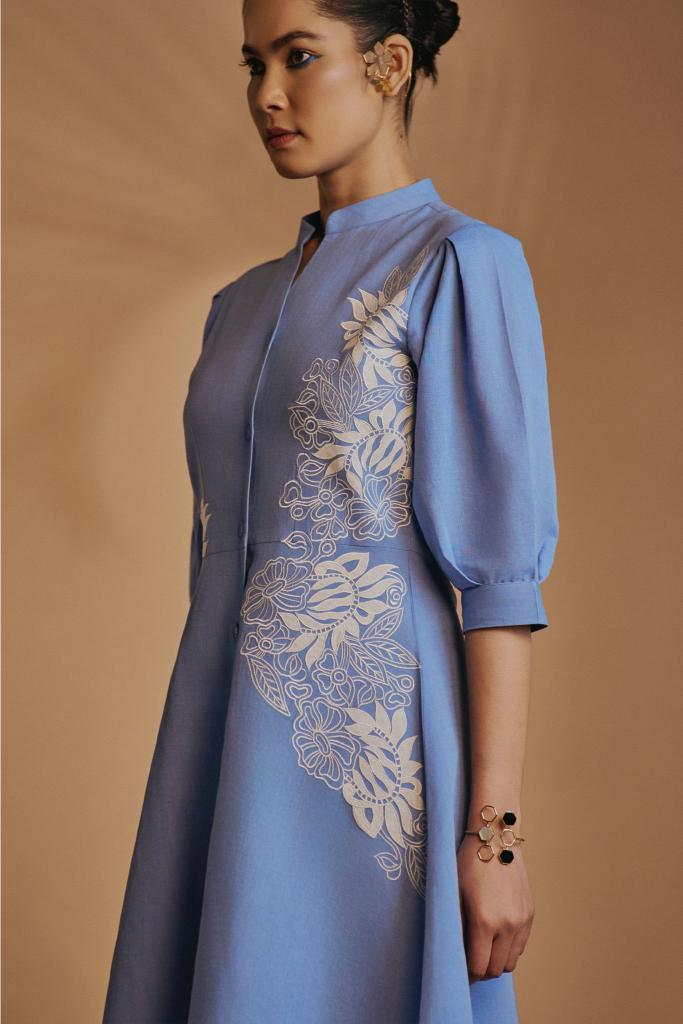 Blue Fit & Flare Dress