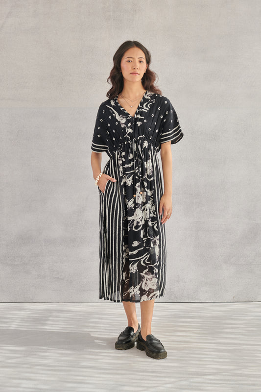 Kai Black Printed Kaftan Dress