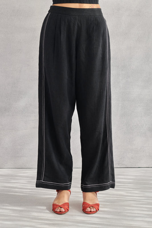 Glide Black Linen Pants
