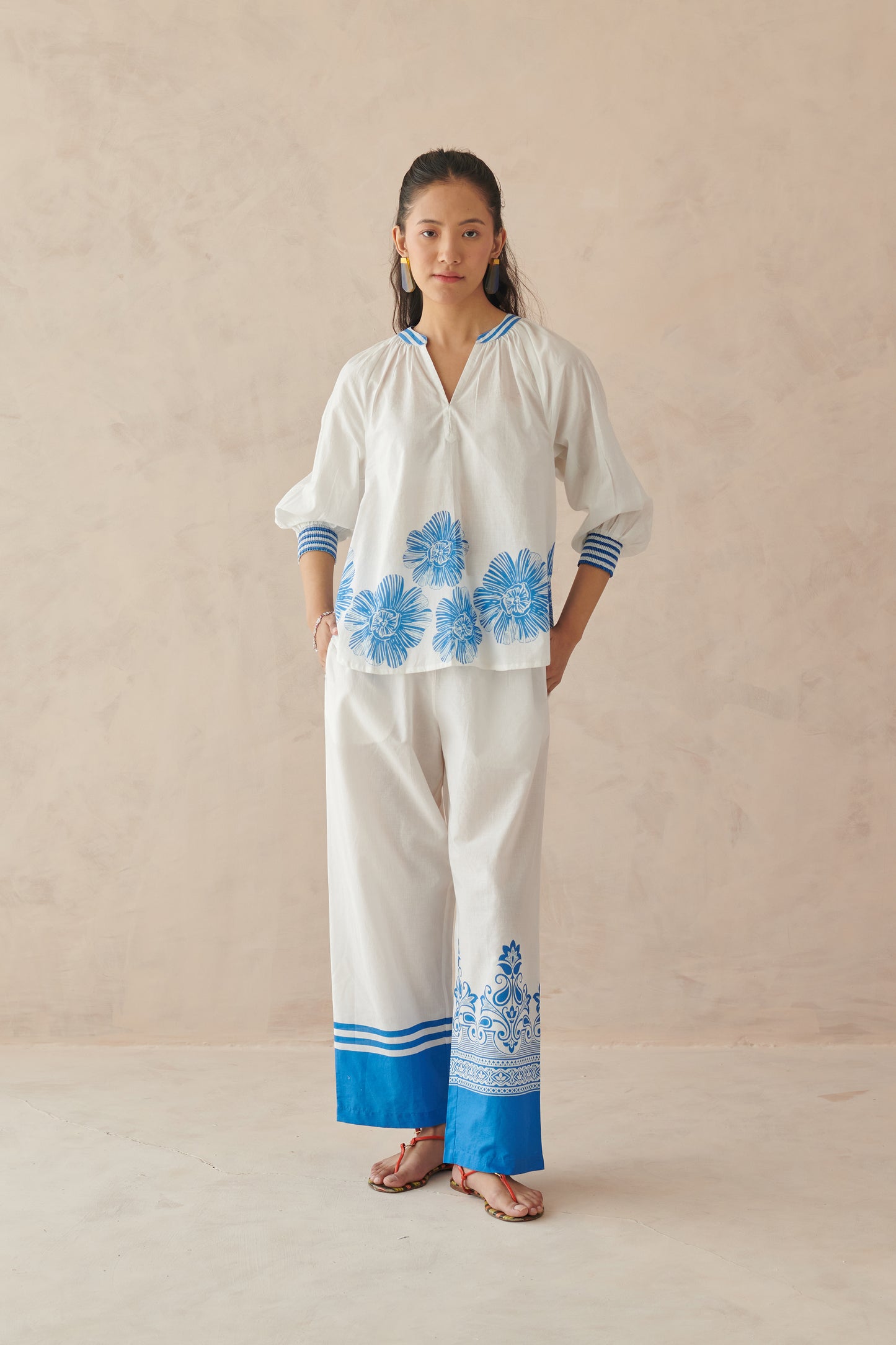 Plush White Relaxed Floral Top