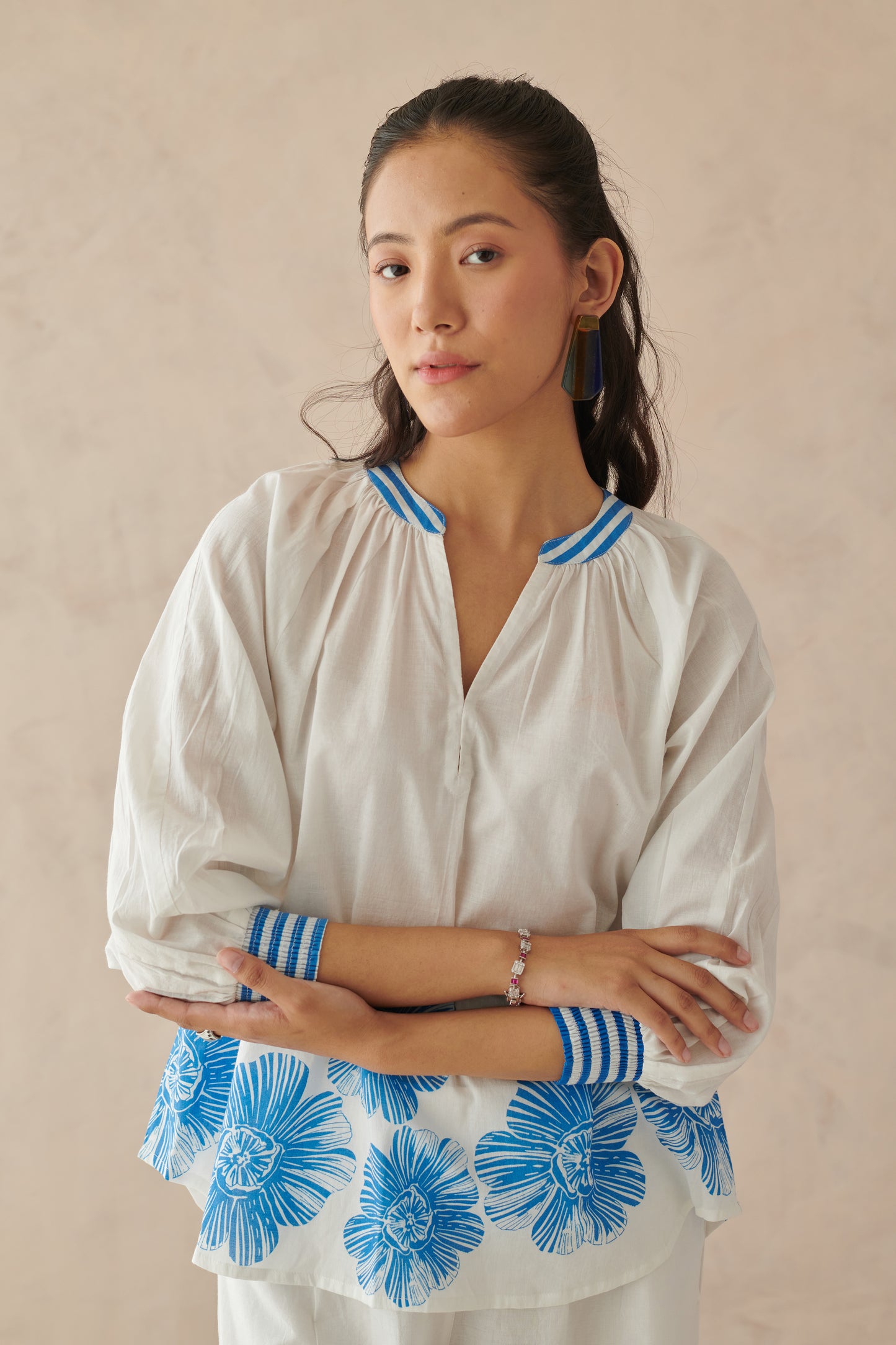 Plush White Relaxed Floral Top