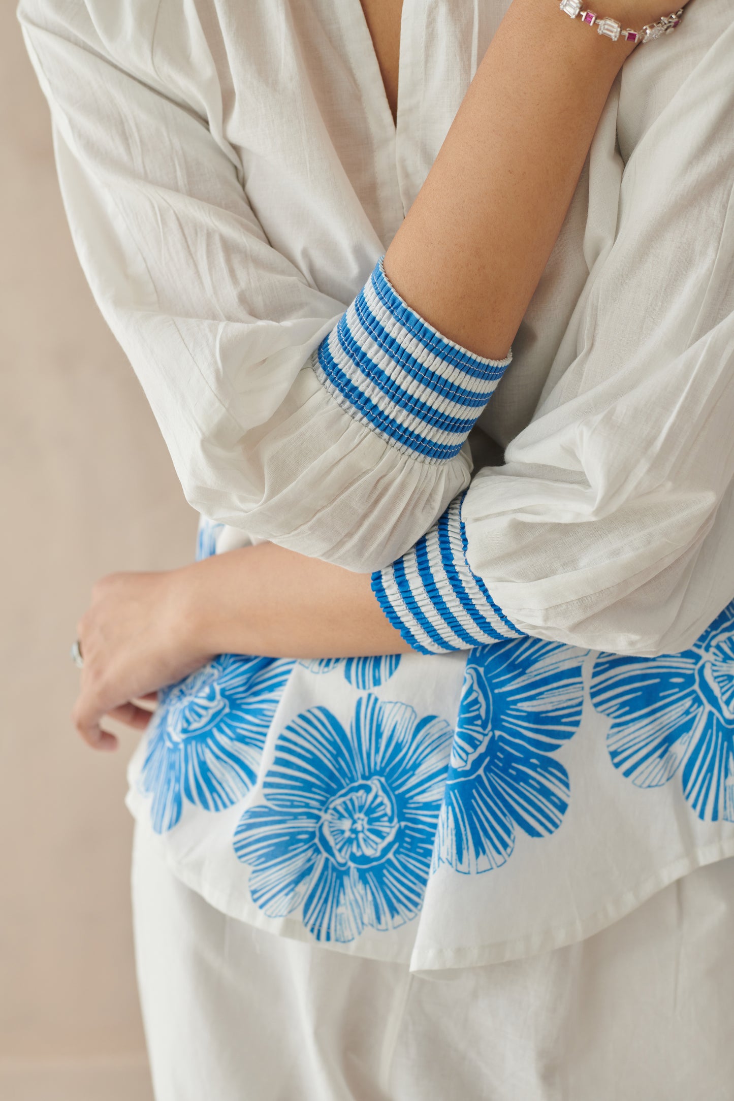 Plush White Relaxed Floral Top