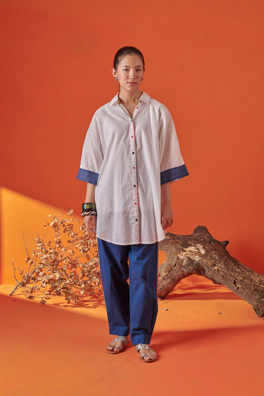 Arlo White Drop Shoulder Long Shirt