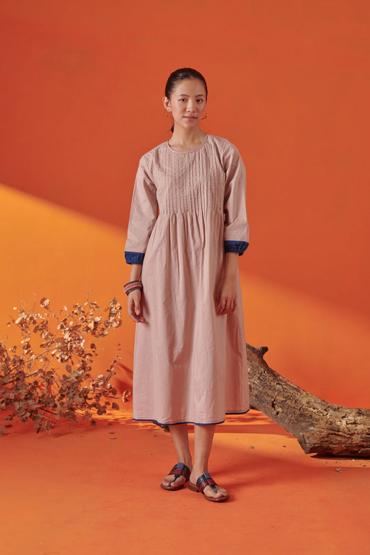 Eclat Beige Pintuck Dress