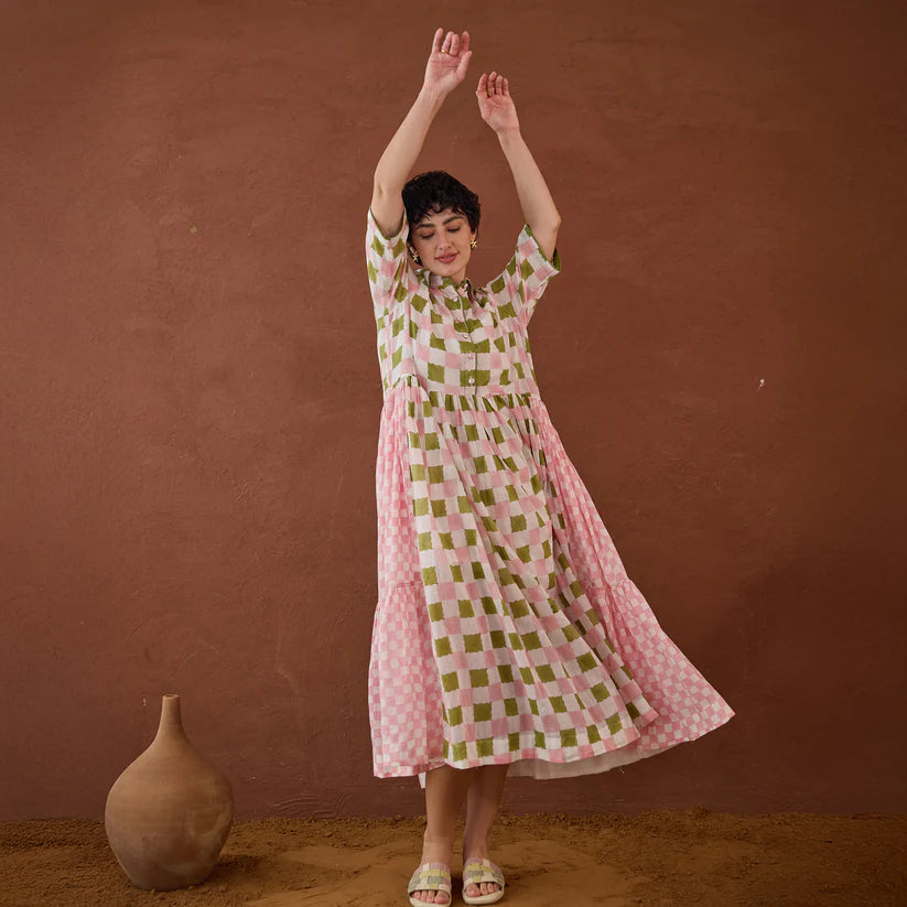 Spring Mosaic Shirt Dress