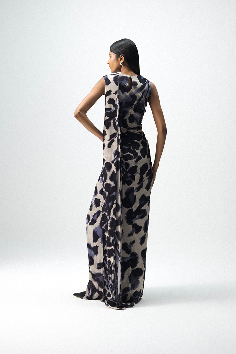 Samburu Top And Pre-draped Saree Set