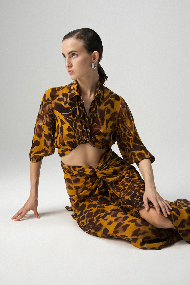 Chitara Tie Up Top And Knotted Skirt Set