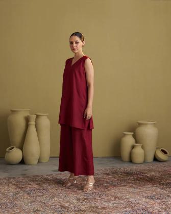Burgundy Silk Cotton Set