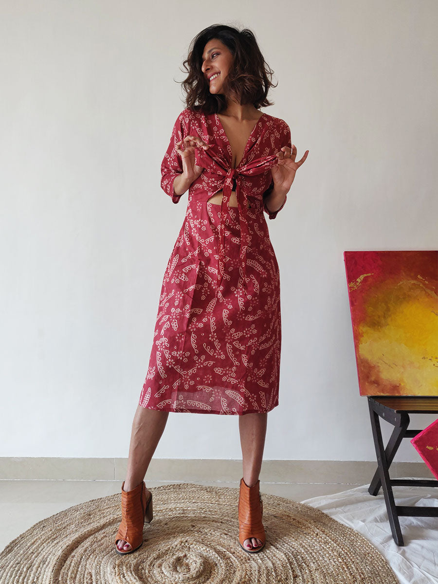 Plum Tie-up Dress - WhySoBlue