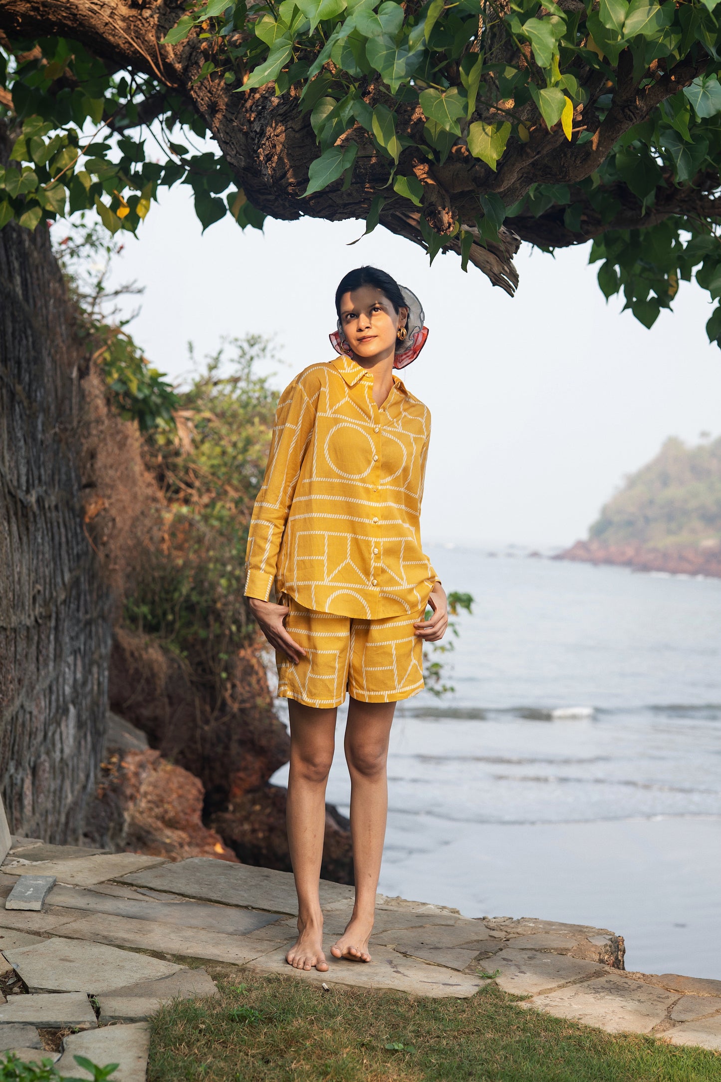 Diana Shirt (Mustard & Cream)