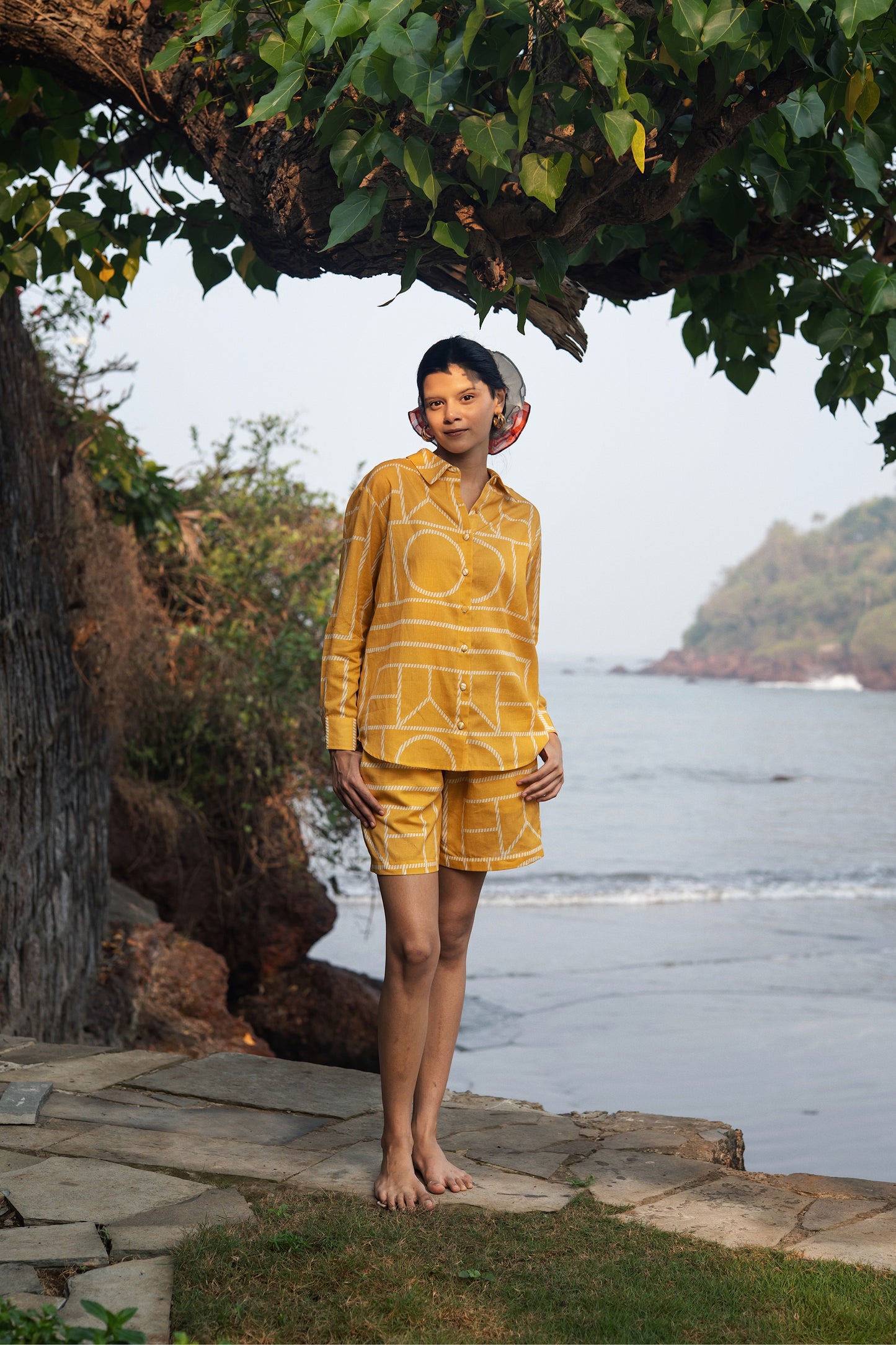 Diana Shirt (Mustard & Cream)