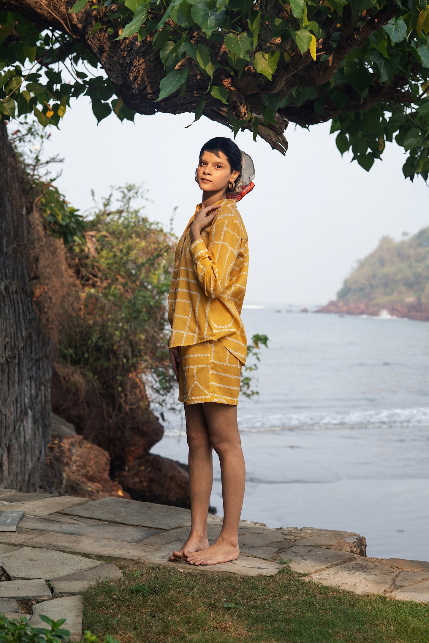 Diana Shirt (Mustard & Cream)