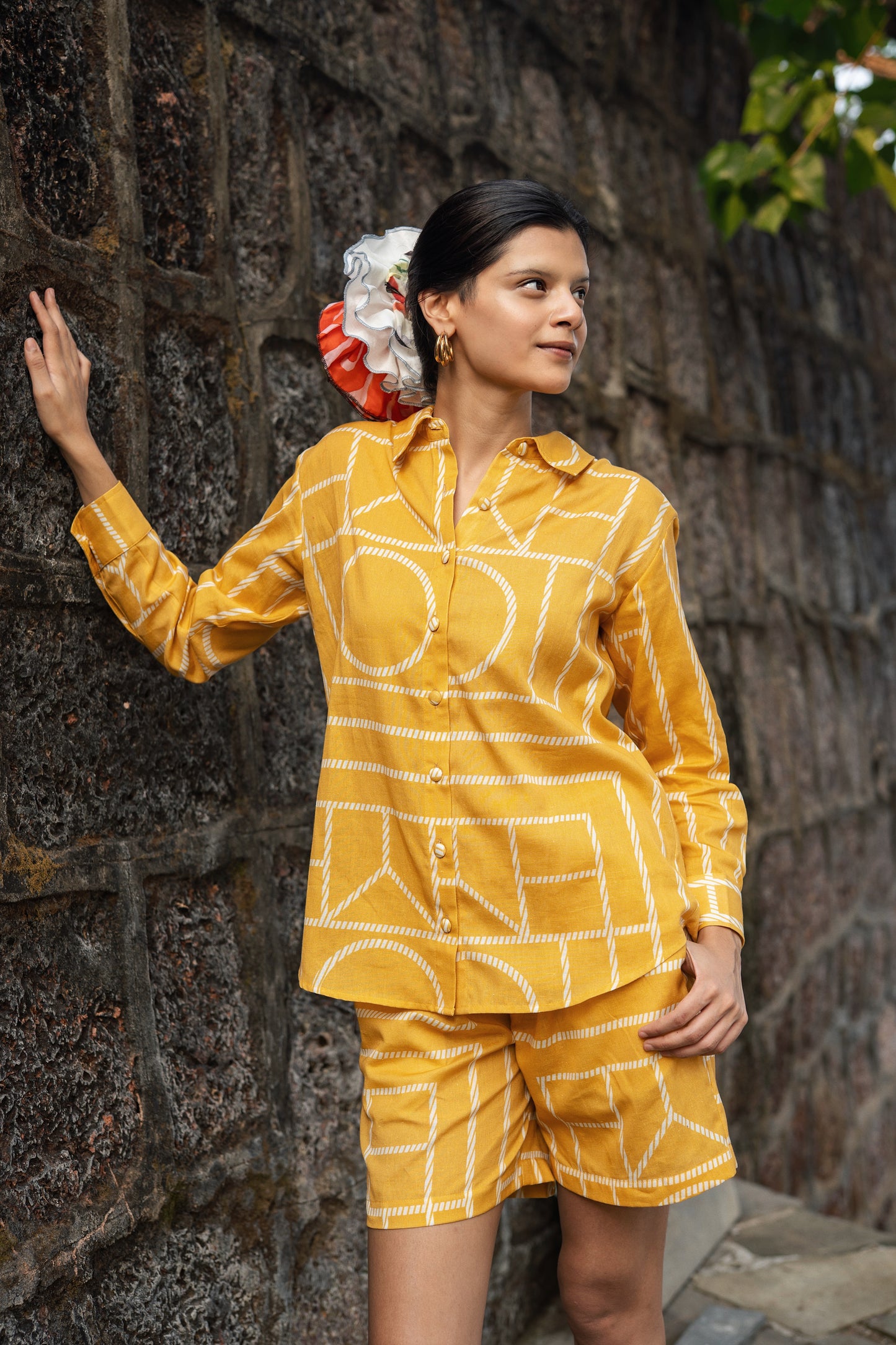 Diana Shirt (Mustard & Cream)