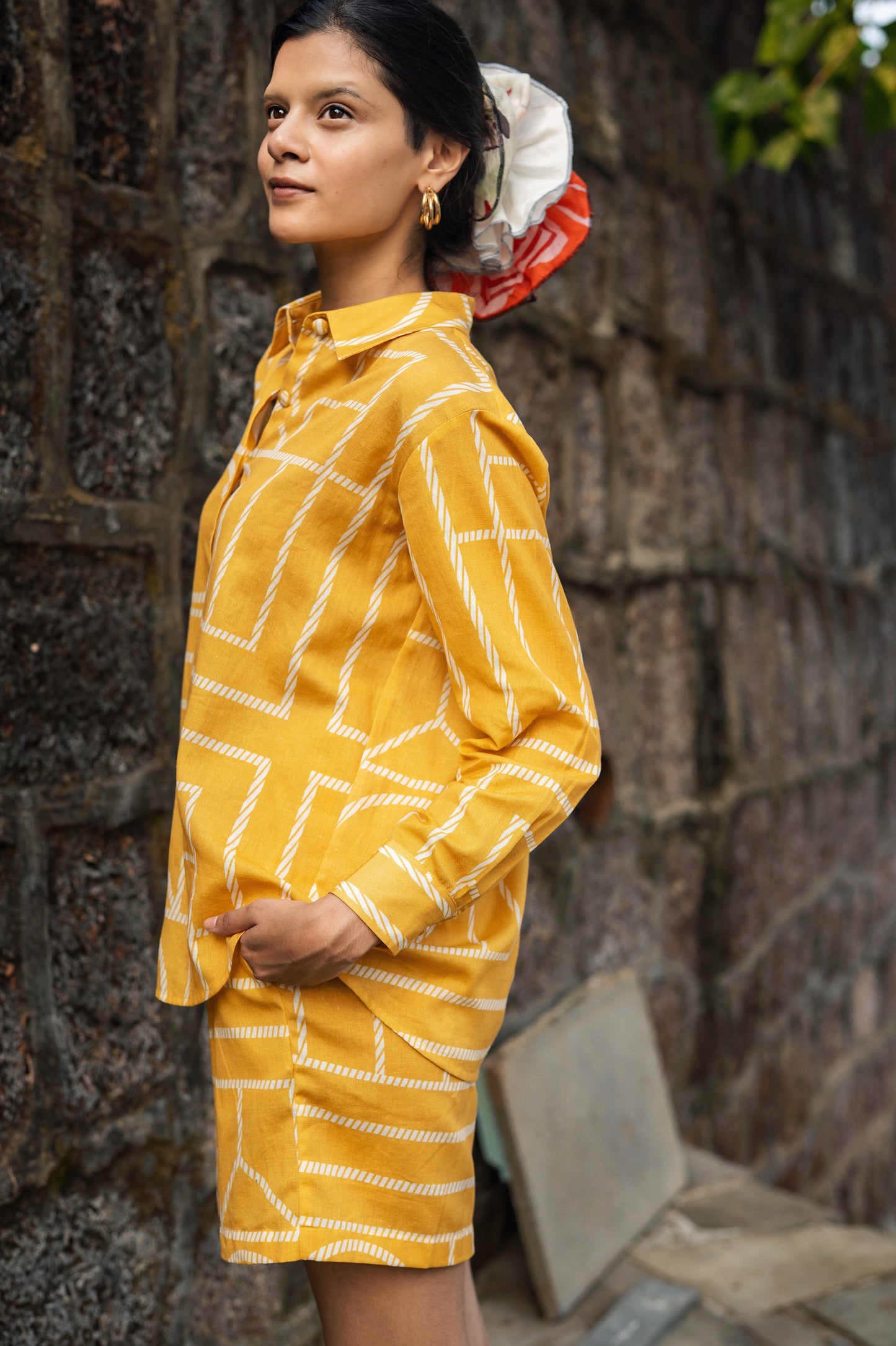 Diana Shirt (Mustard & Cream)