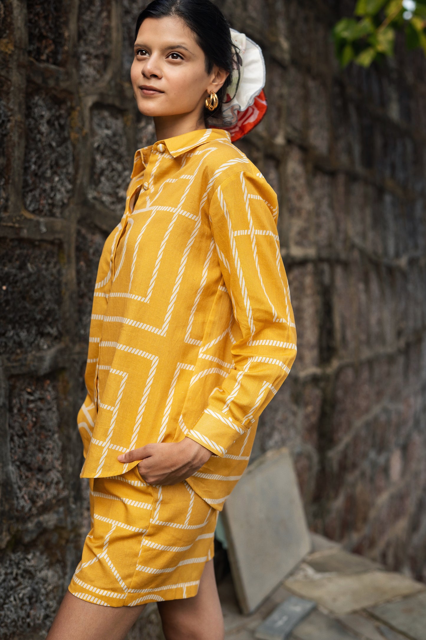 Diana Shirt (Mustard & Cream)