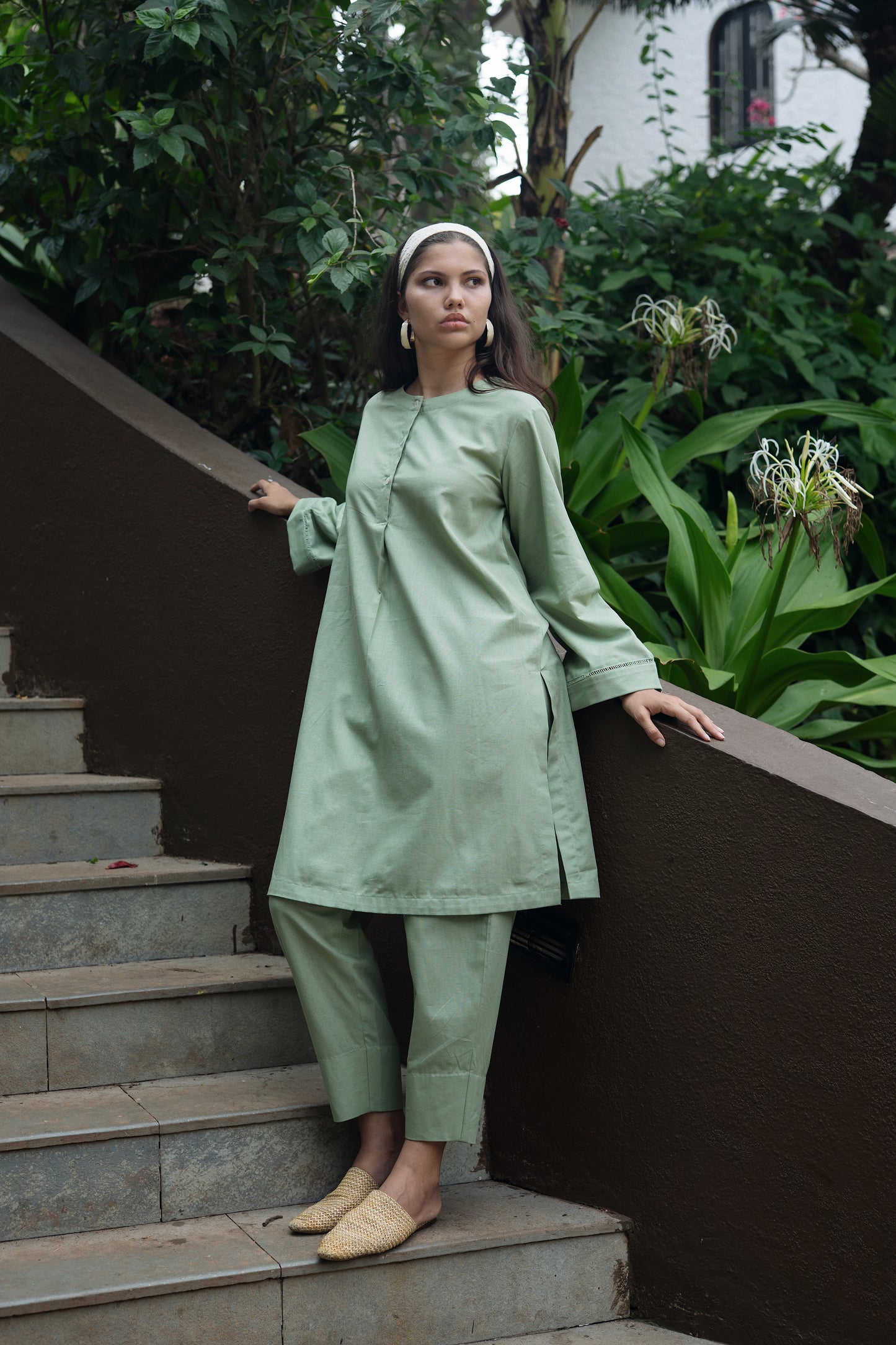Iris Kurta Set (Olive Green)
