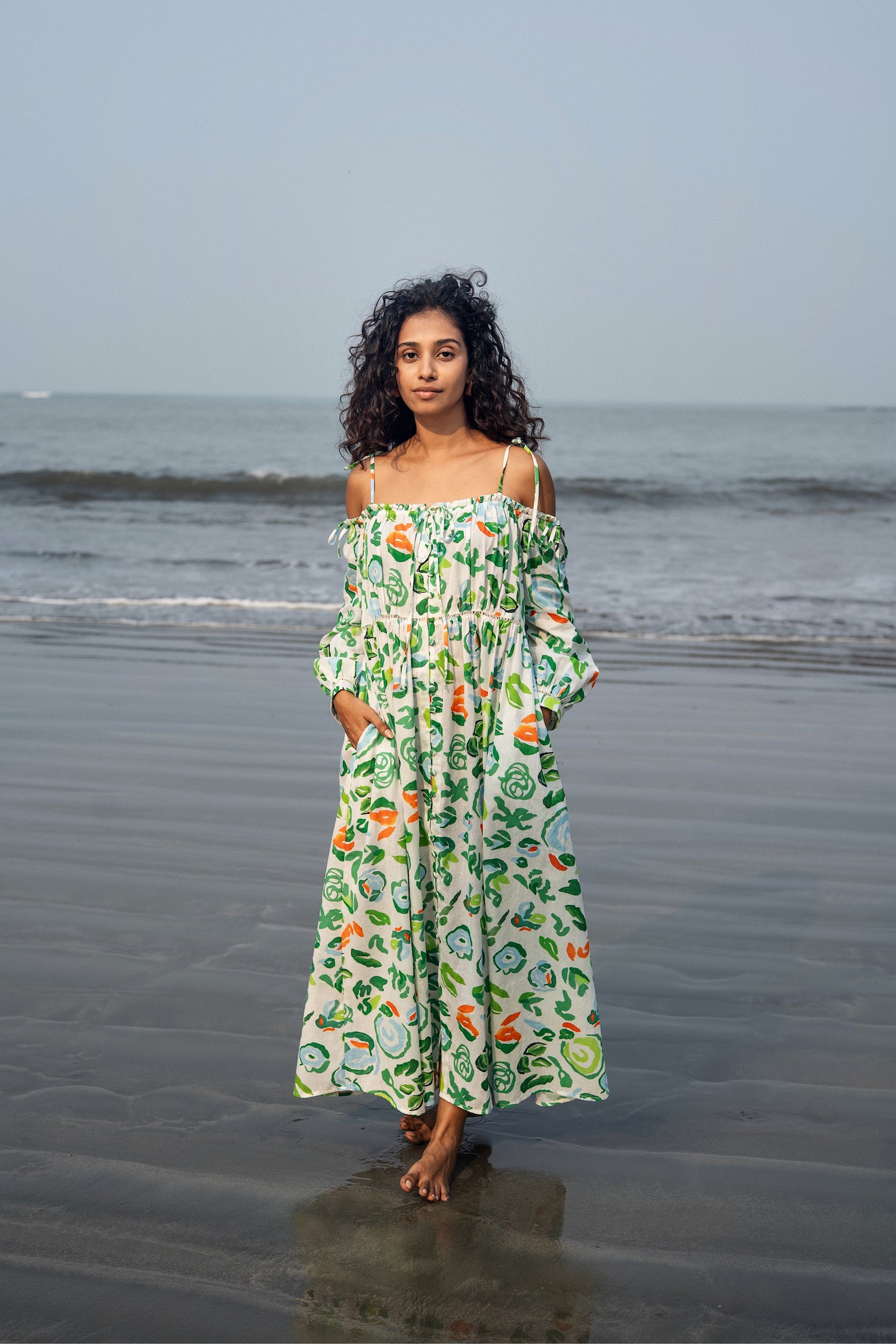 Zoe Dress (Green & White)