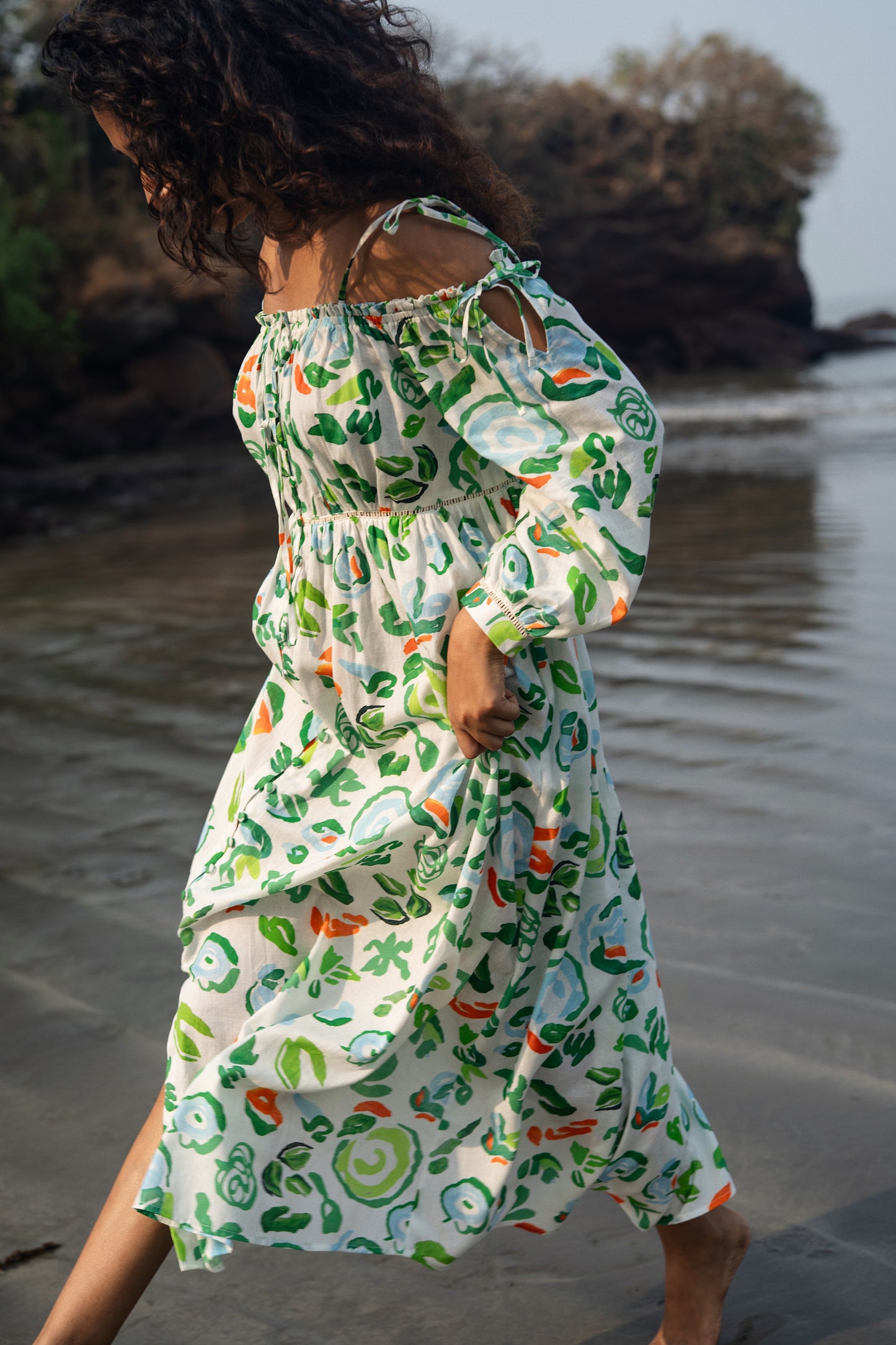 Zoe Dress (Green & White)