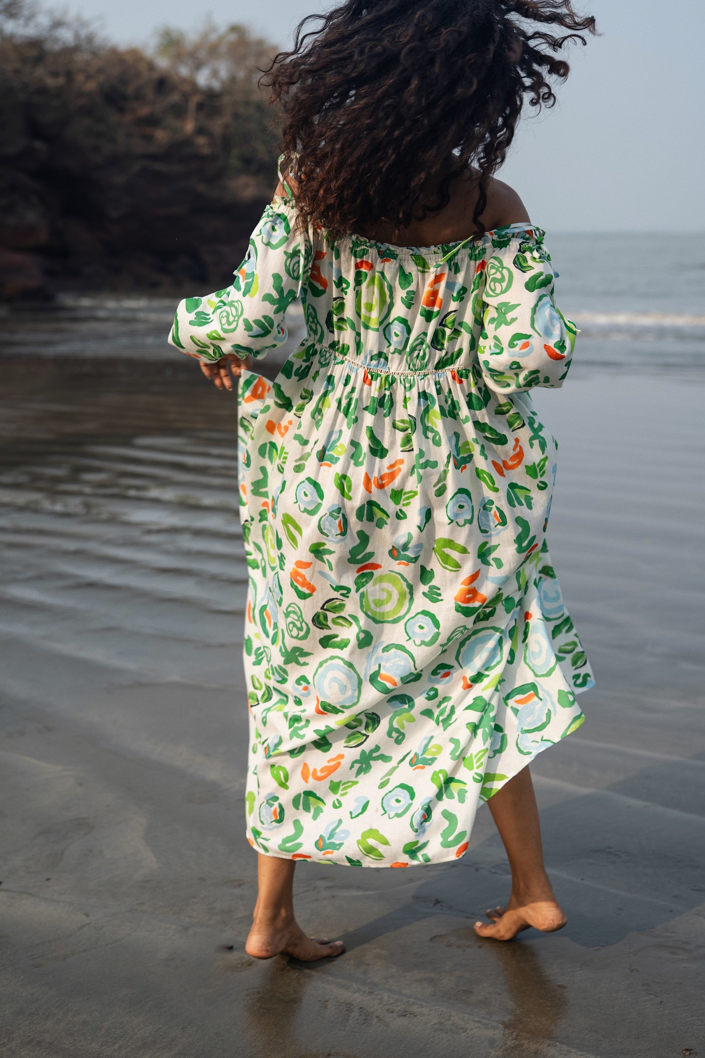 Zoe Dress (Green & White)