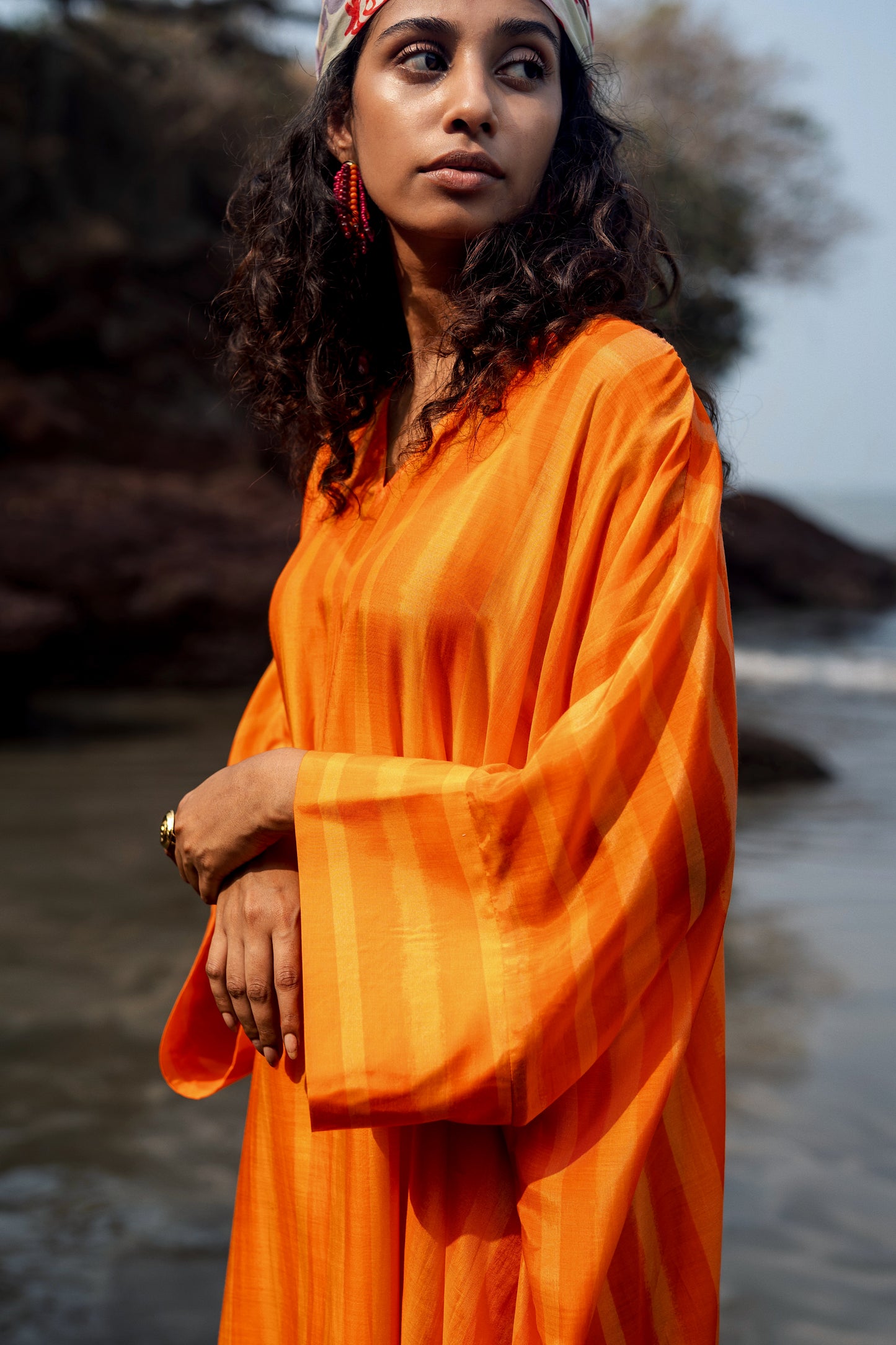 Angela Stripe Kaftan (Orange Stripes)