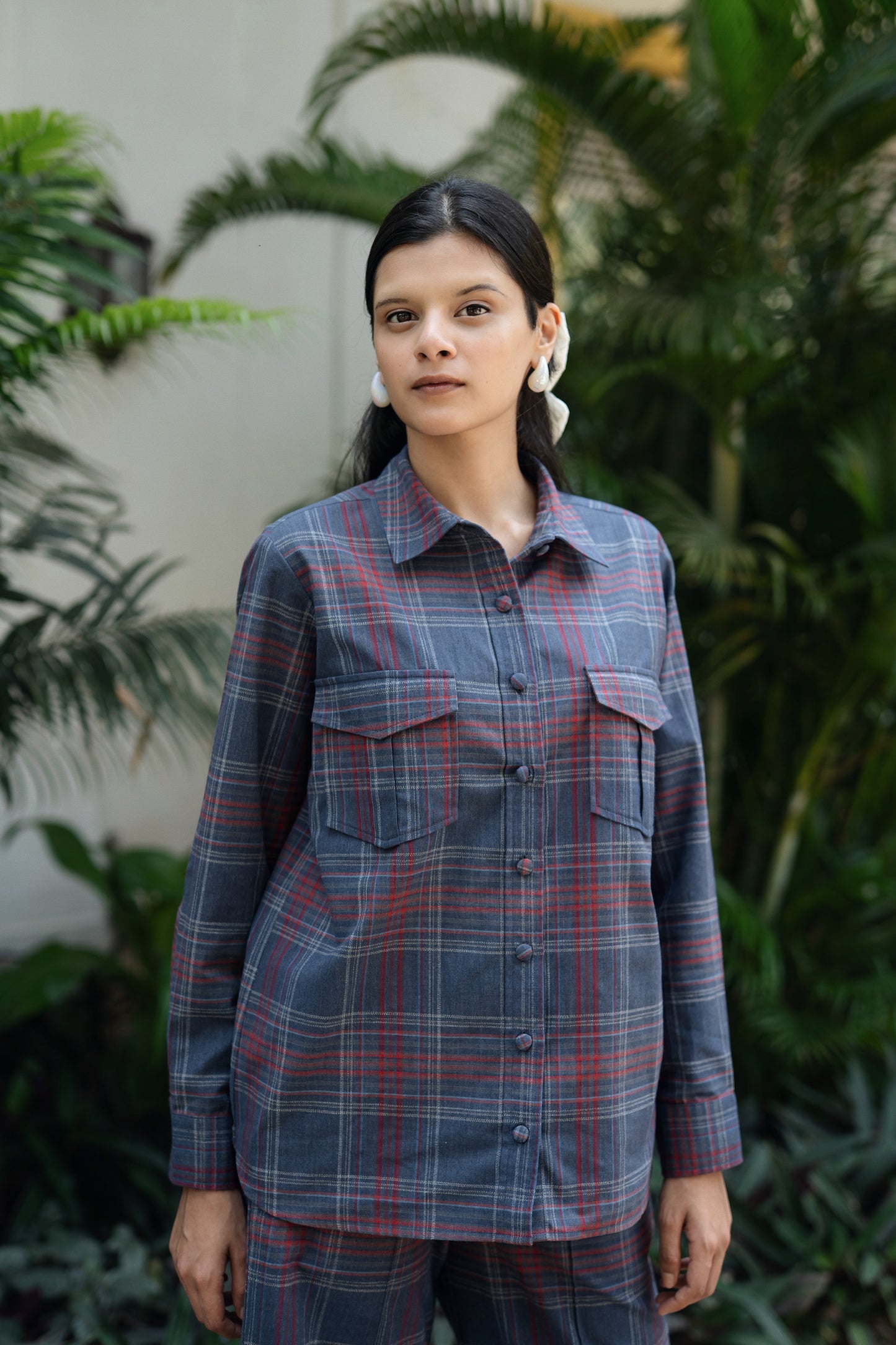 Roma Shirt Set (Denim Blue & Red)