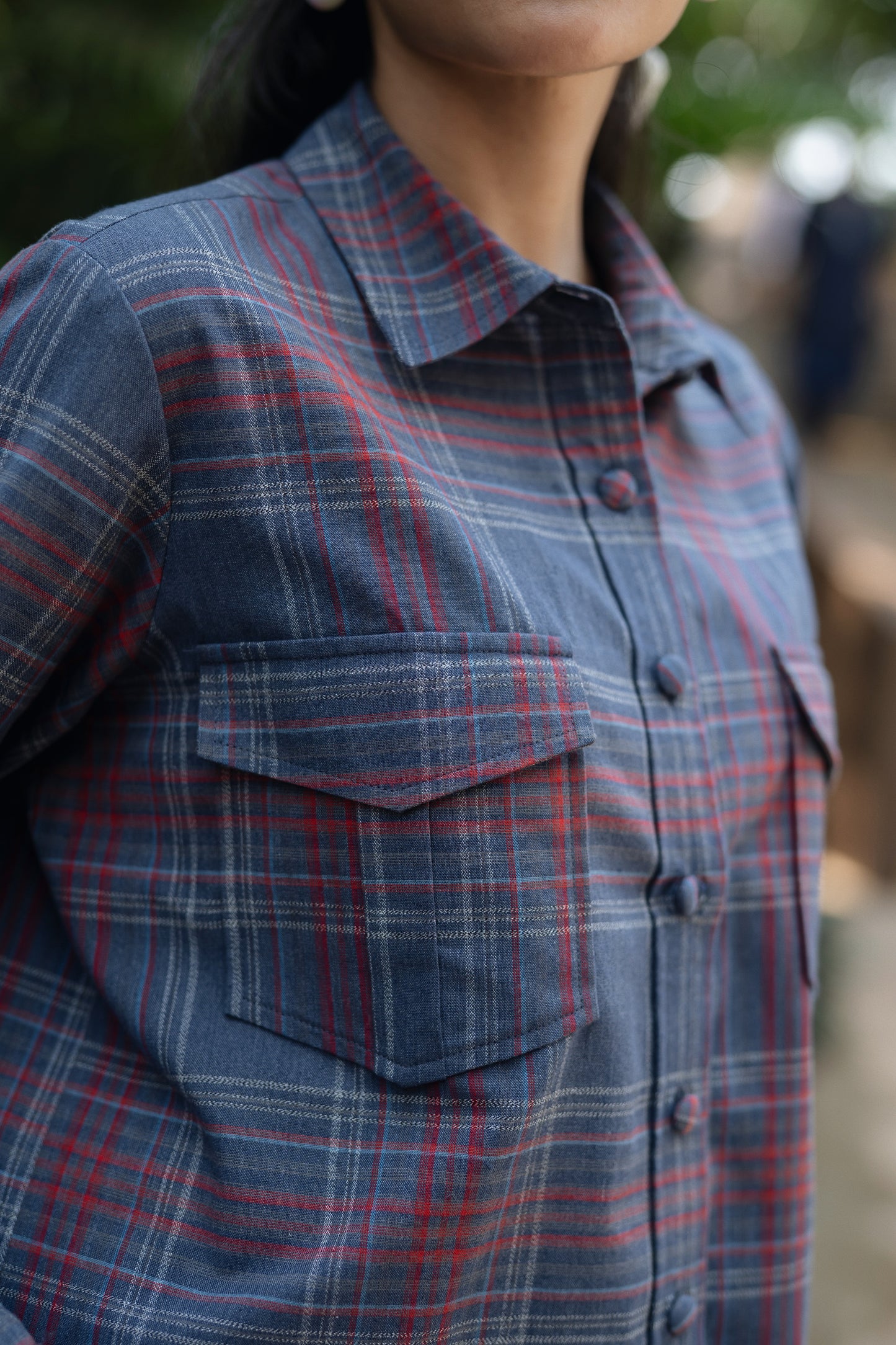 Roma Shirt (Denim Blue & Red)